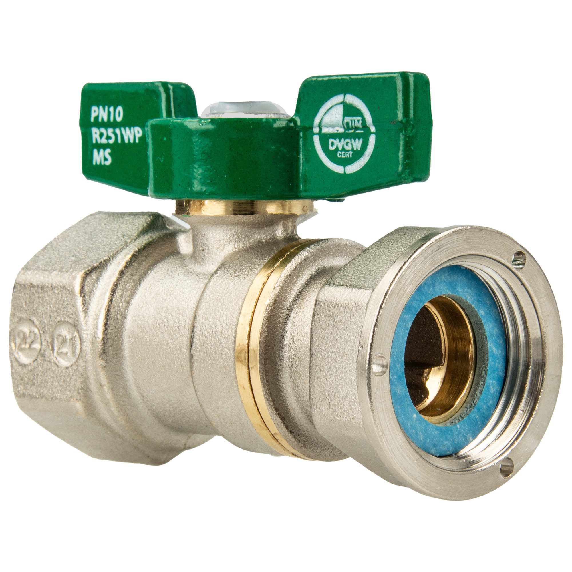 Giacomini S.p.A. Kugelhahn Trinkwasser-Kugelhahn R251W mit Überwurfverschraubung x IG - DVGW, (inkl. Dichtung), zur Wasserzählermontage