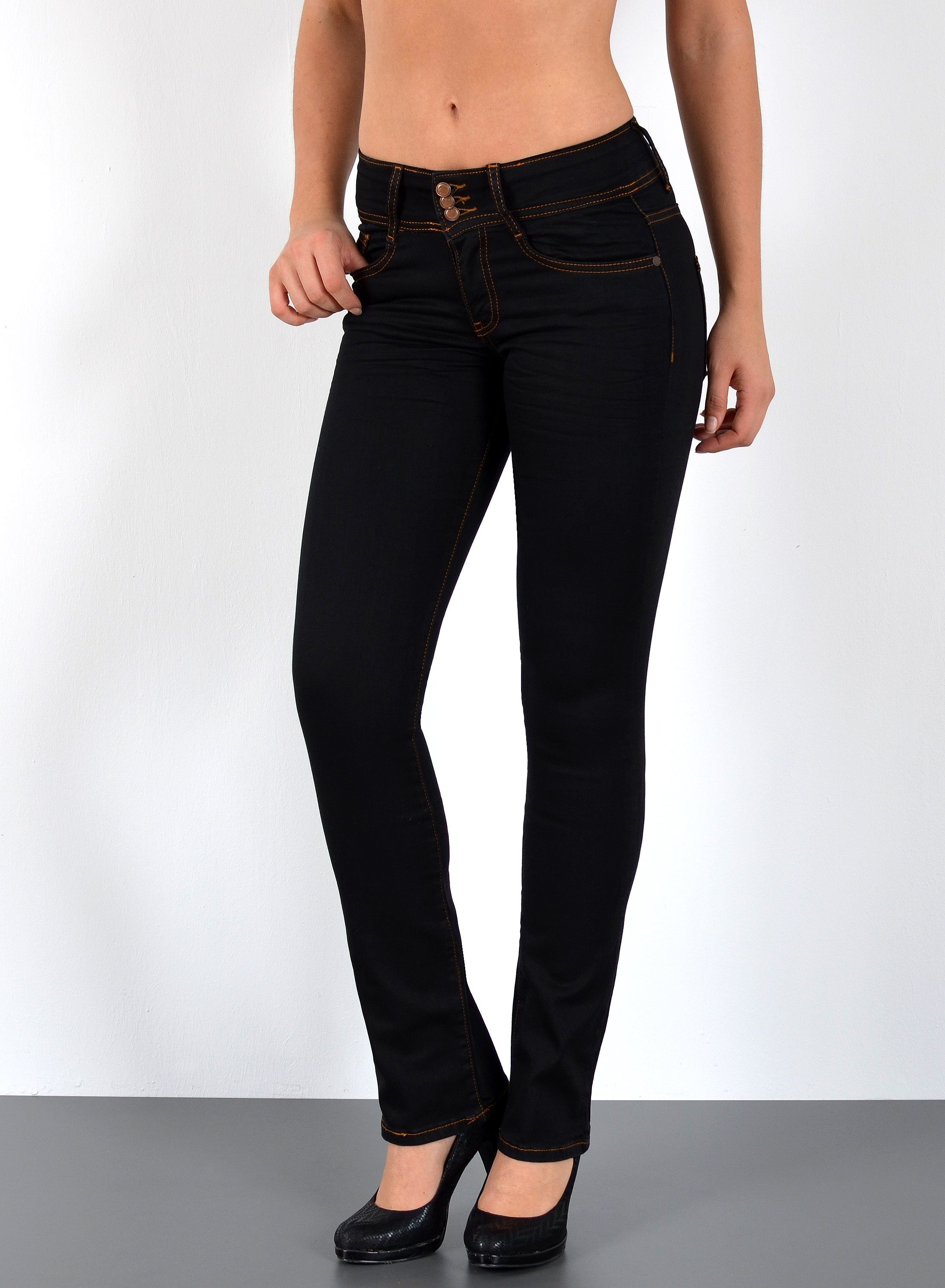 ESRA Bootcut-Jeans Low Waist Jeans Damen Bootcut Stretch Flared Jeans Wide günstig online kaufen