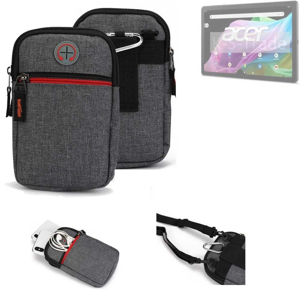 K-S-Trade Handyhülle für Acer Iconia Tab P10, Holster Gürteltasche Handy Tasche Schutz Hülle grau Zusatzfächer