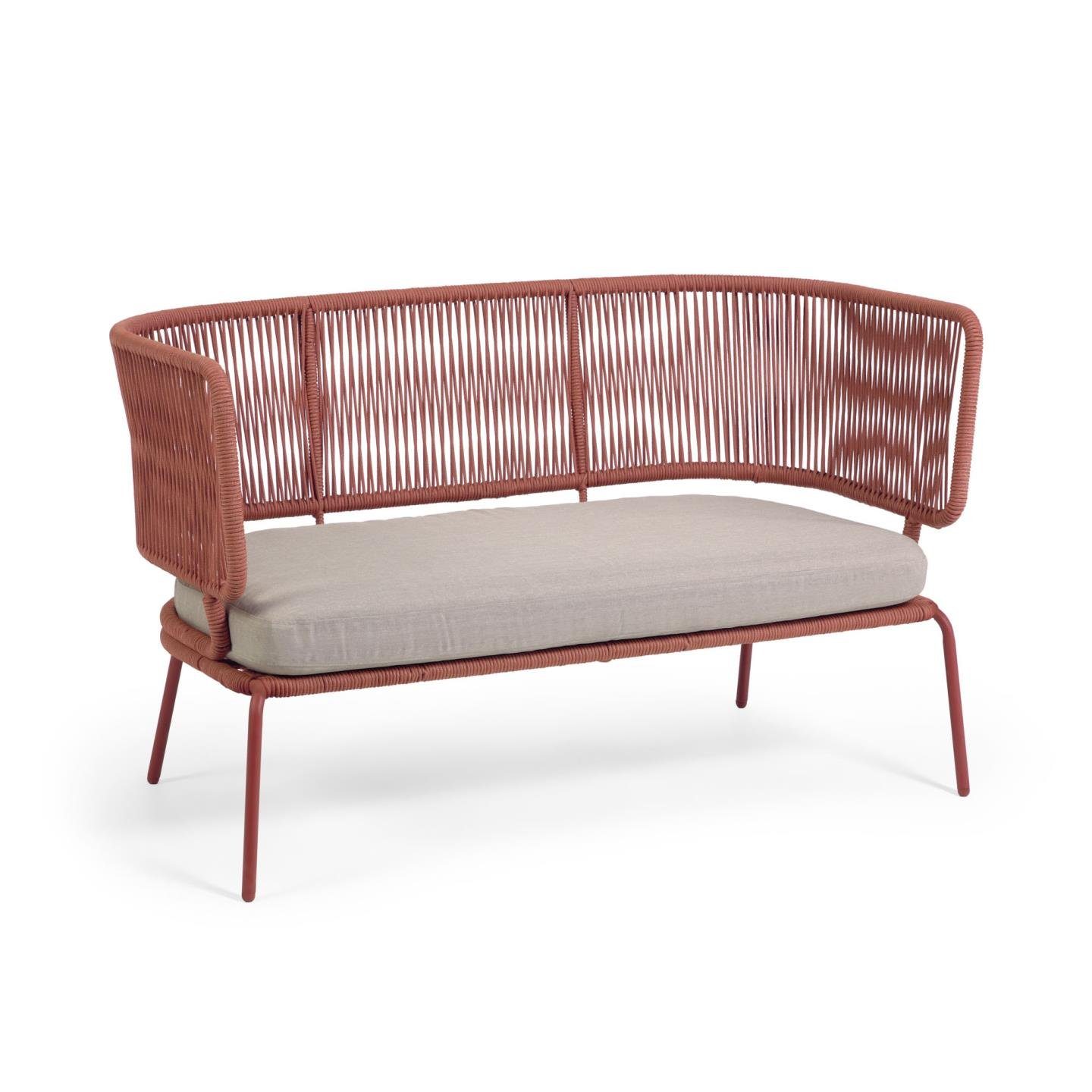 Terrakotta-Farbe Natur24 Nadin Sofa Couch mit Seil 135cm in 2-Sitzer Sofa