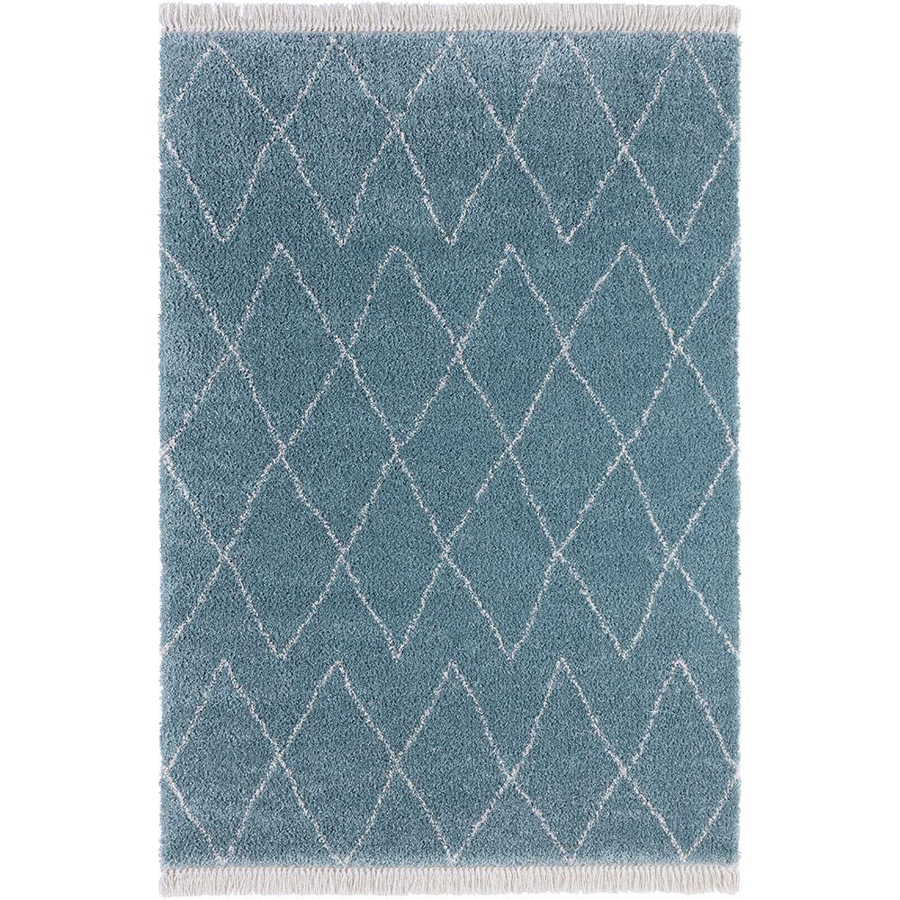 Teppich Hochflor Teppich Fransen Jade Blau, MINT RUGS, rechteckig, Höhe: 35 mm