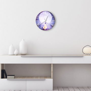 DEQORI Wanduhr 'Bis zum Mond Mädchen' (Glas Glasuhr modern Wand Uhr Design Küchenuhr)