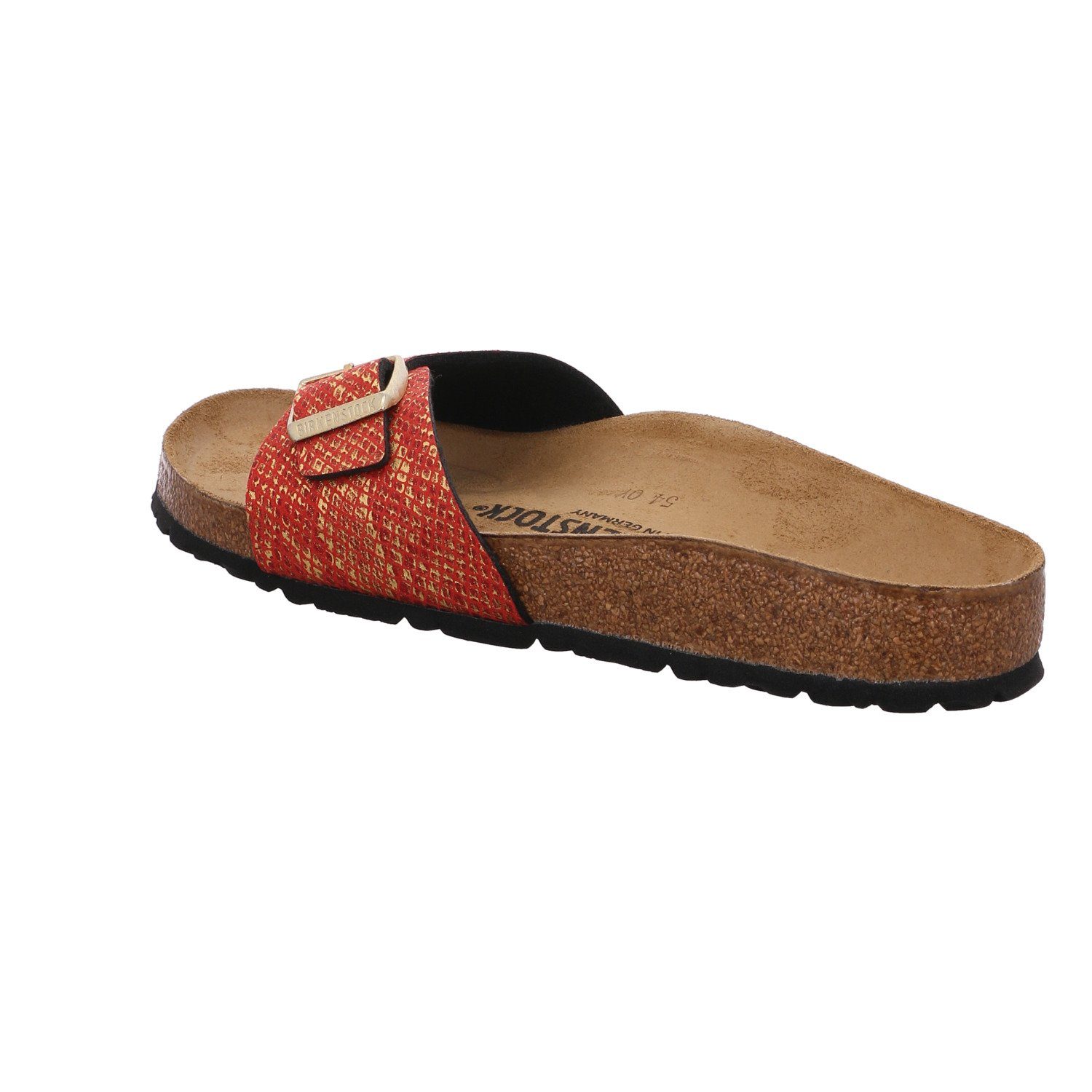 Birkenstock Pantolette Red/Gold Shiny Python (Schmal)