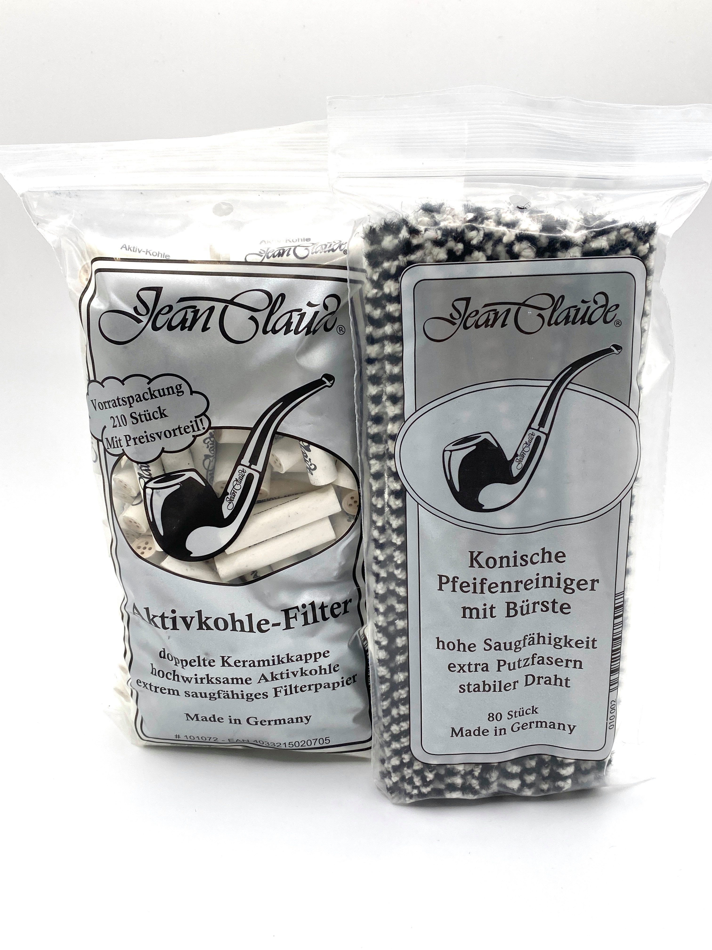 Jean Claude Aktivkohlefilter und Pfeifenreiniger Vorratspackung im Set made in Germany, 210 Stück 9mm Aktivkohlefilter + 80 Pfeifenreinger schwarz weiß im Set