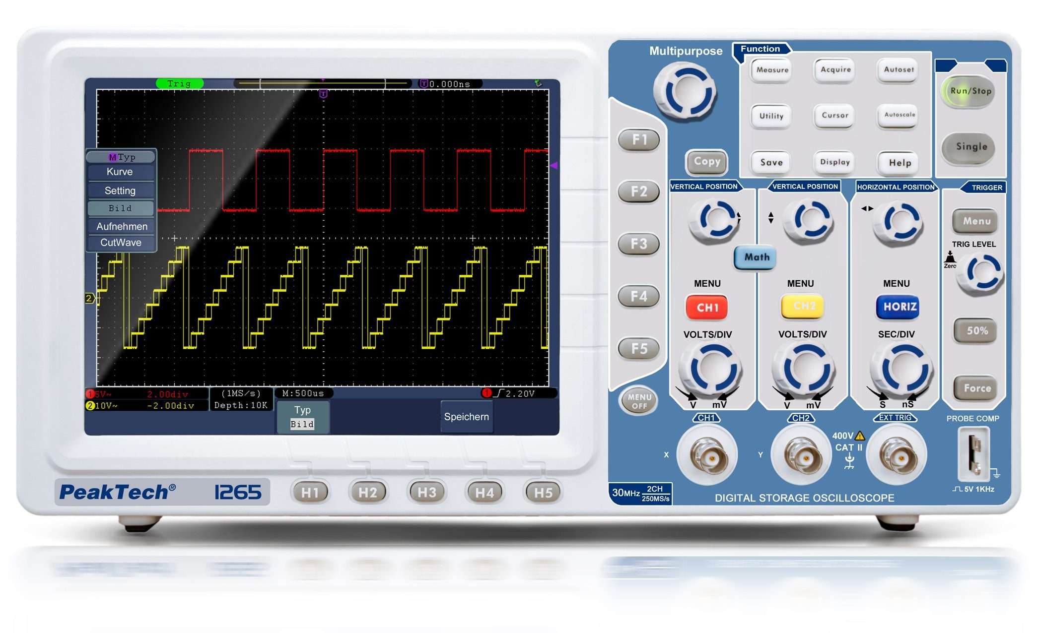 CH 2 MS/s 30 ~ 1265: PeakTech MHz 250 PeakTech ~ Spannungsprüfer Speicheroszilloskop Digital /