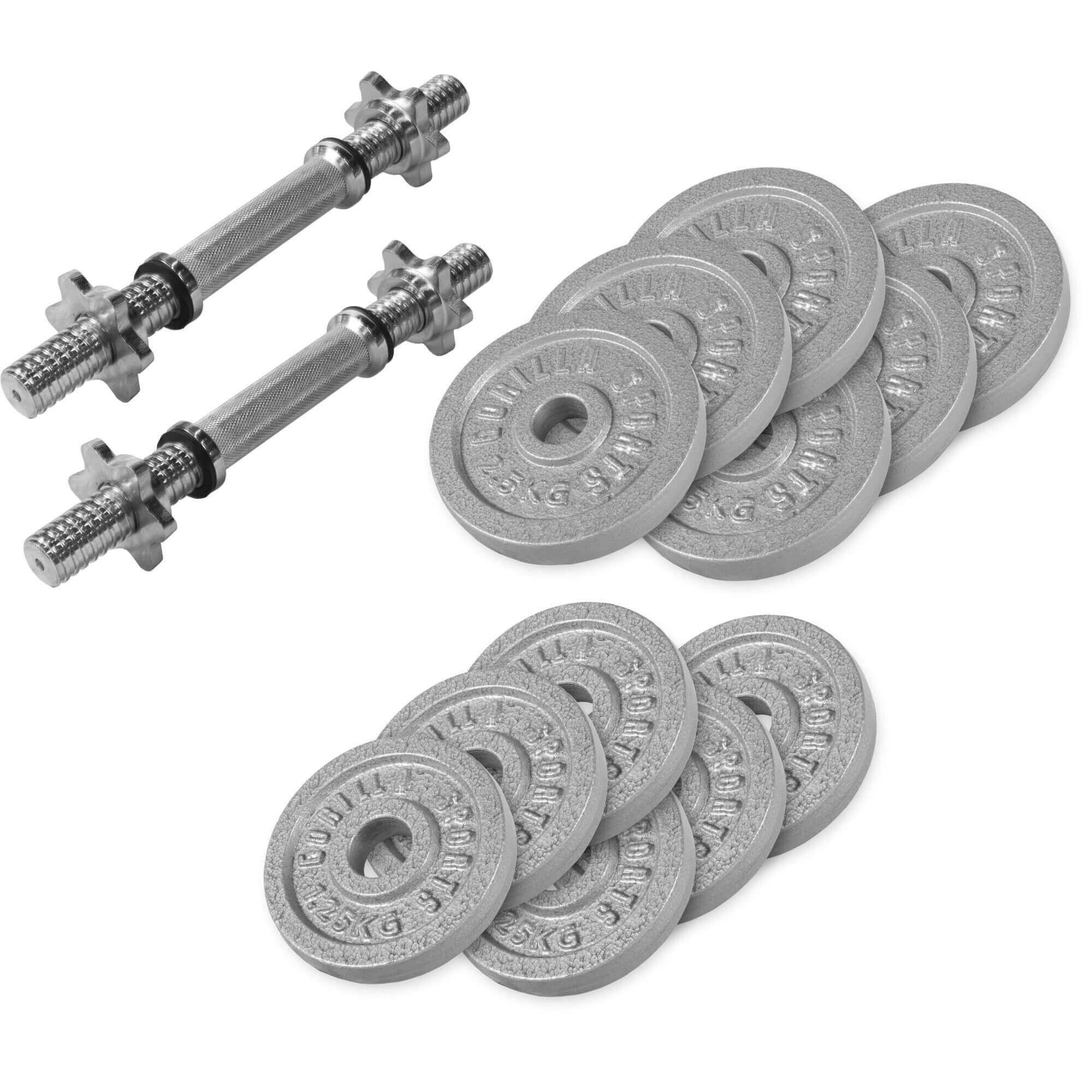 GORILLA SPORTS Kurzhantel Kurzhantel Set Gusseisen 27,5 kg mit Sternverschlüssen