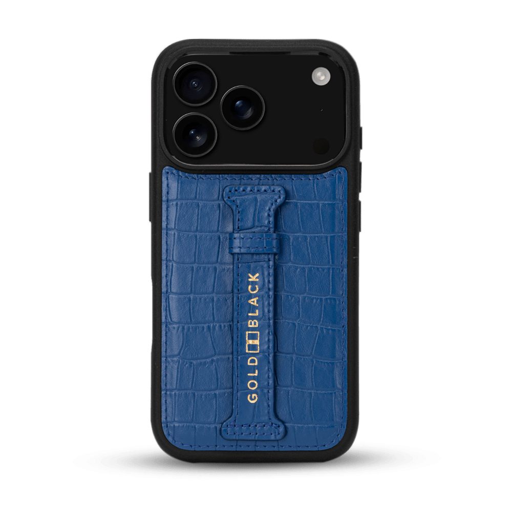 GOLDBLACK Handyhülle GOLDBLACK iPhone 17 Pro Lederhülle CrocPrestige - mit Fingerschlaufe – Bild 5 von 5