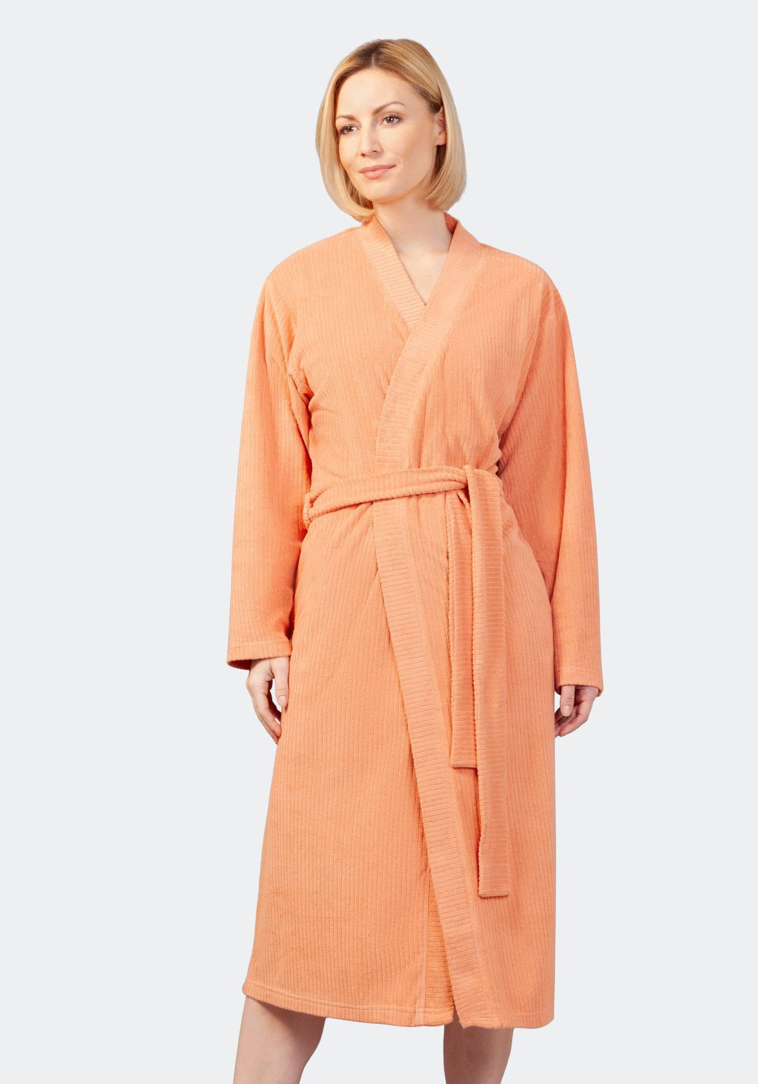 Hajo Bademantel Kimono, 120 cm, Strukturfrottee