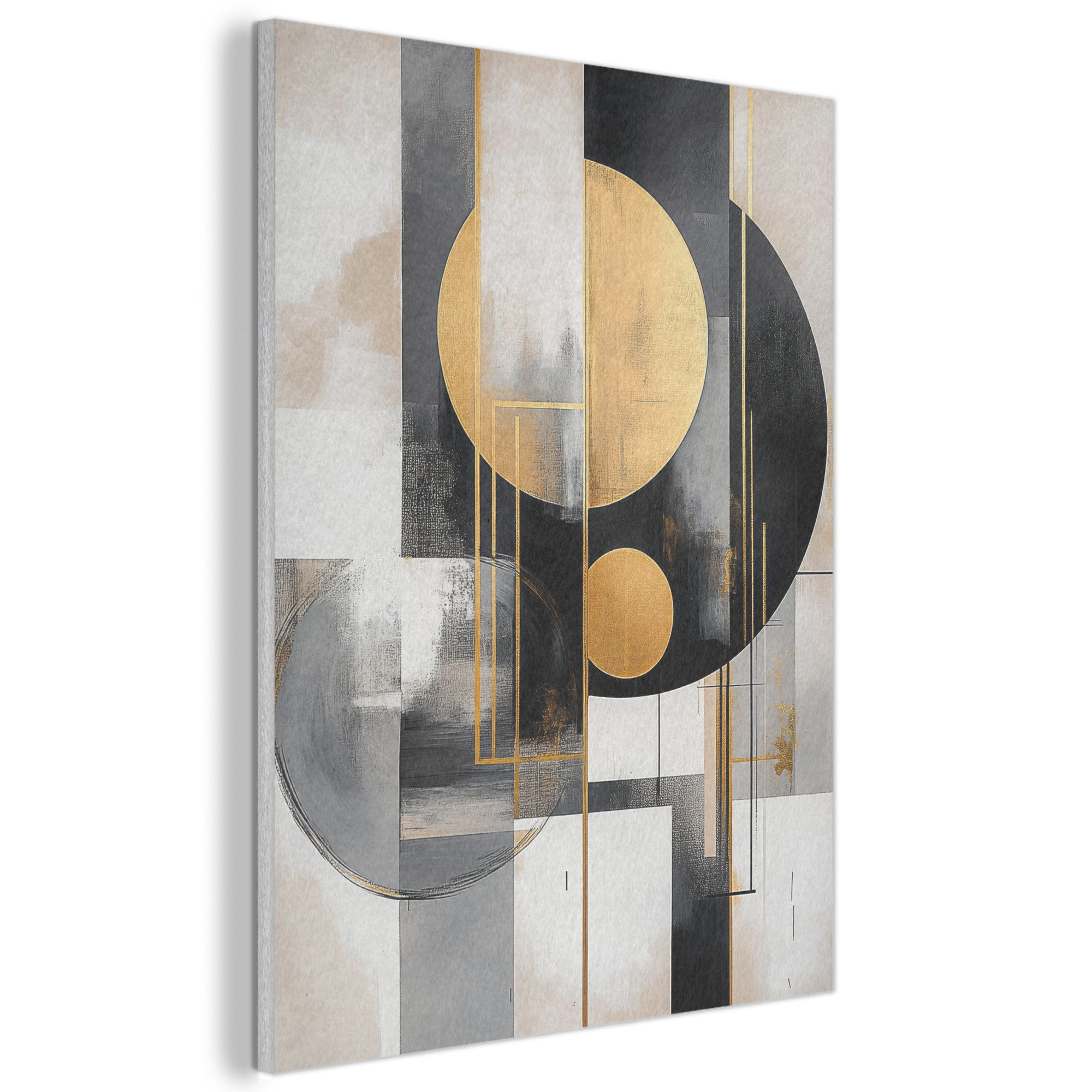 MuchoWow Картина Abstrakt - Gold - Silber - Formen - Ästhetisch - Modern, Fotodruck (1 St), Akustikpaneele, Wandpaneele, Schalldämmung, Akustikbilder 30x40 cm