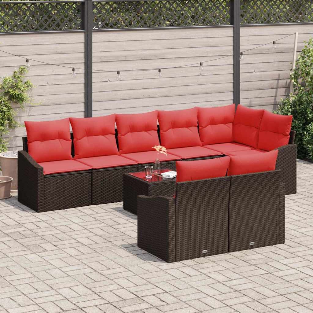 vidaXL Gartenlounge-Set Sofa Set 9 Stk. Braun [Synthetisch]: Poly Rattan, (9-tlg)
