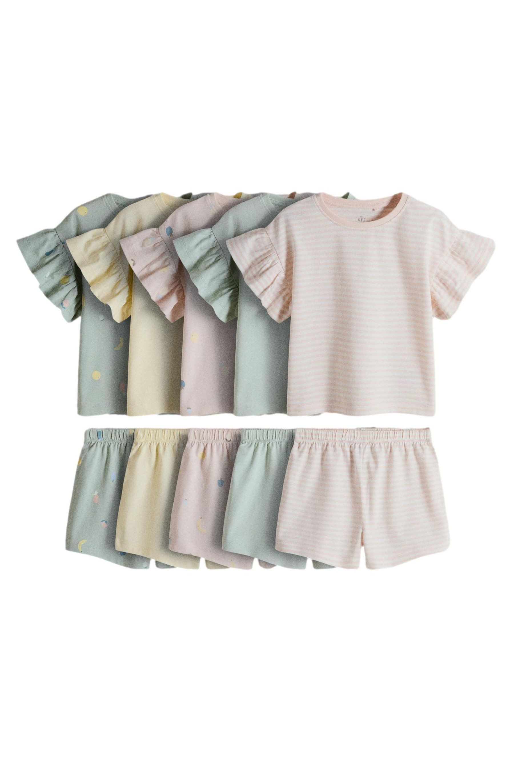 The Set Shorty The Set Schlafanzüge mit Shirt + Shorts, 5er-Pack (10 tlg)
