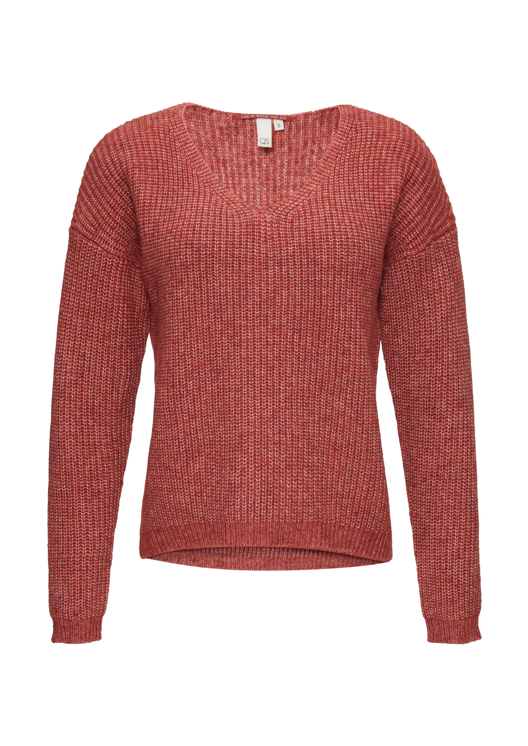 QS Longpullover Strickpullover Pullover mit überschnittenen günstig online kaufen