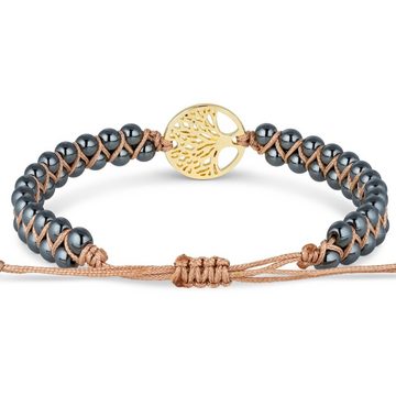 BENAVA Armband Yoga Armband - Tigerauge Edelstein Perlen mit Lebensbaum Anhänger, Handgemacht