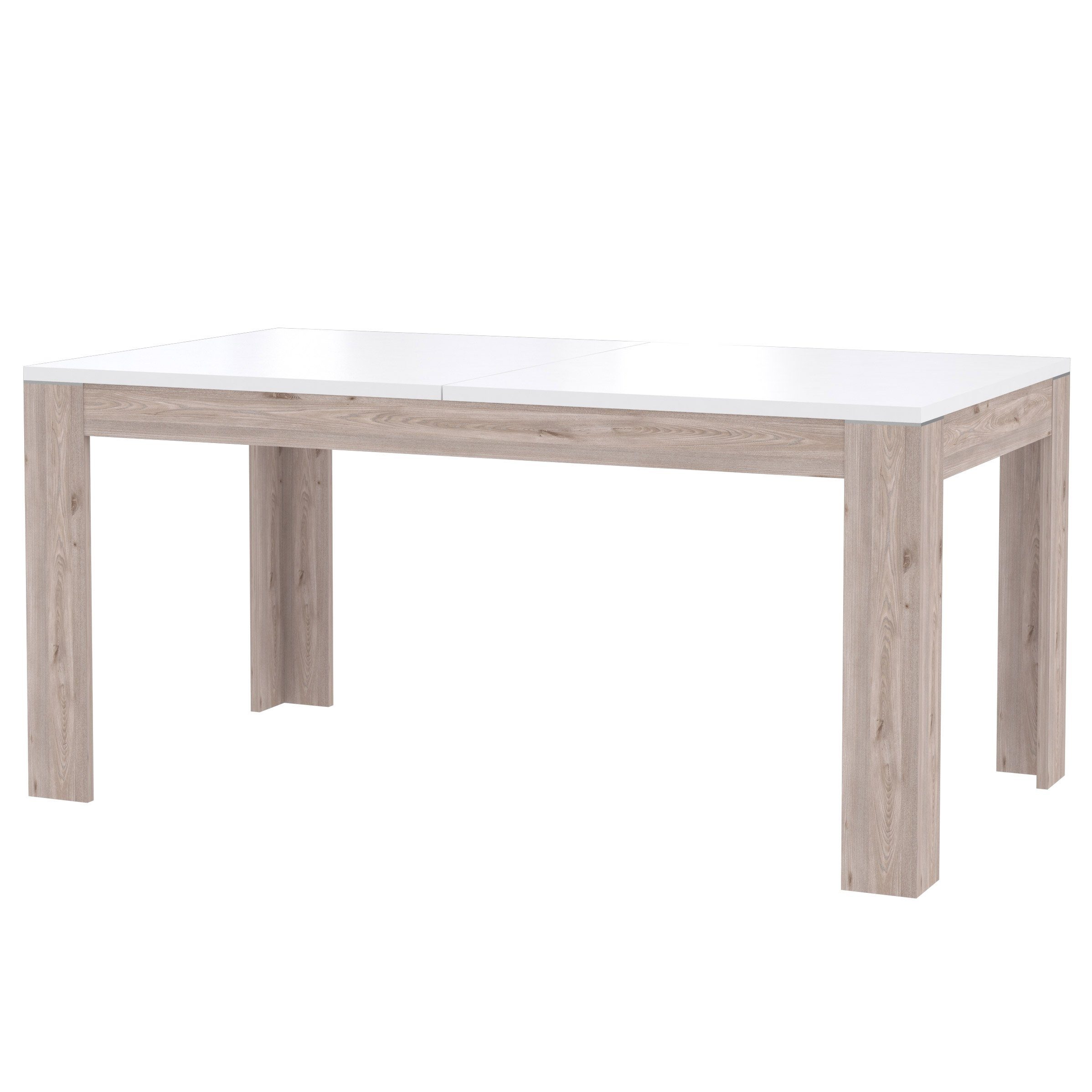 Newroom Esstisch Pouline, Esstisch Tisch Eiche und Nelson Hochglanz Ausziehbar Modern Weiß