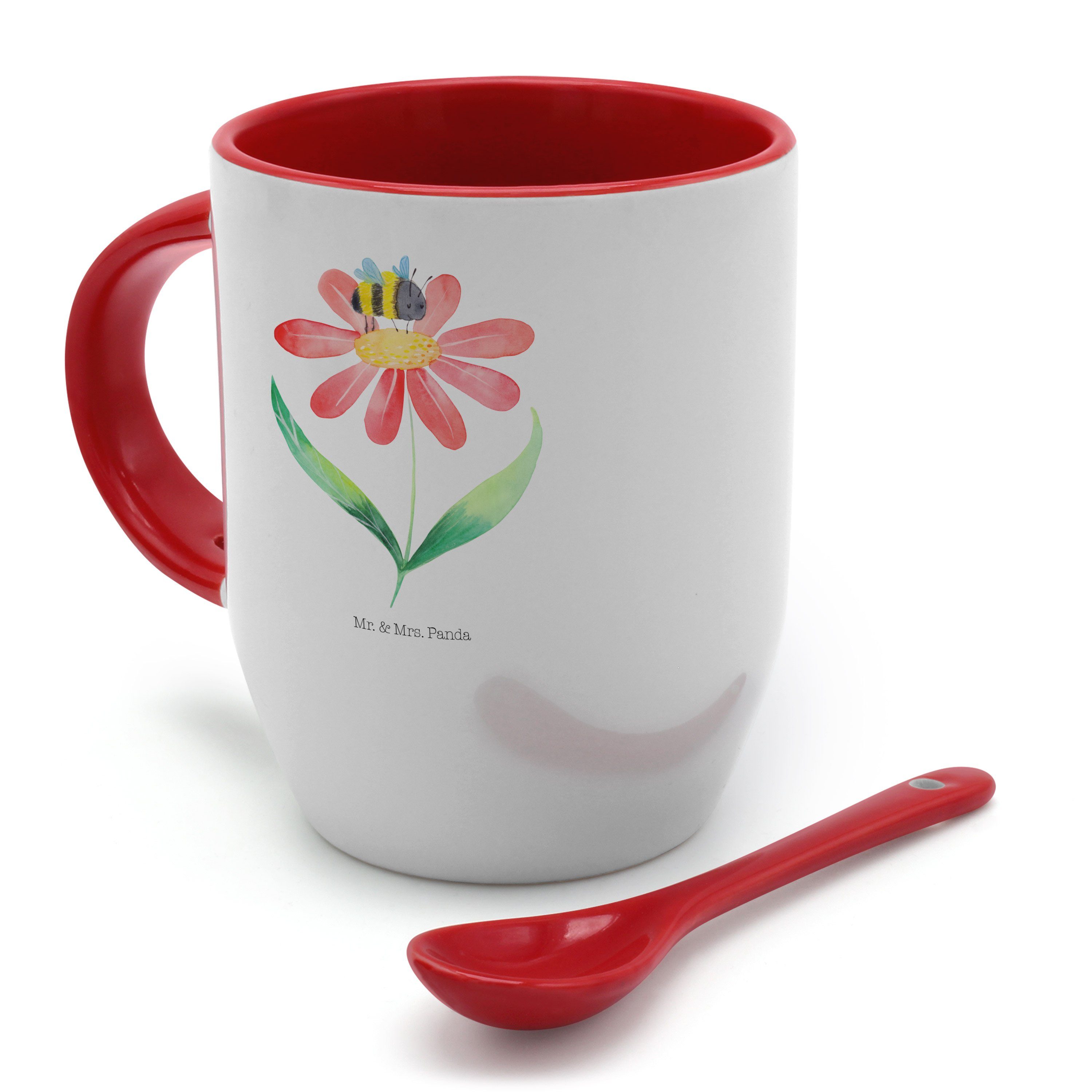 Weiß & Flauschig, Geschenk, Sprüche, Hummeln, - Mr. Keramik Panda Blume Hummel - Tasse Mrs. lustige