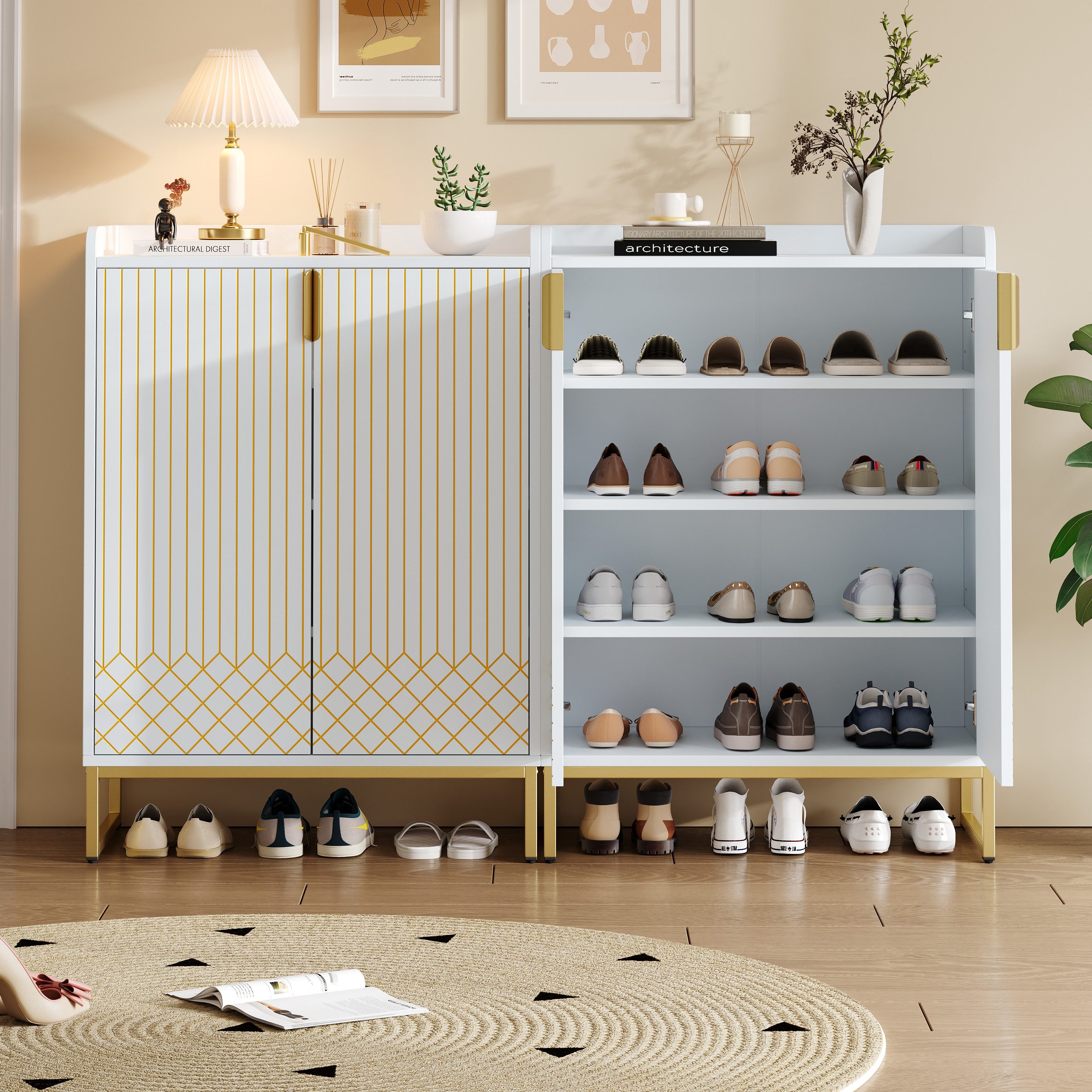 STILVORA Schuhschrank Schuhregal 3-stufig,Flurschuhschrank Schuhkipper mit günstig online kaufen