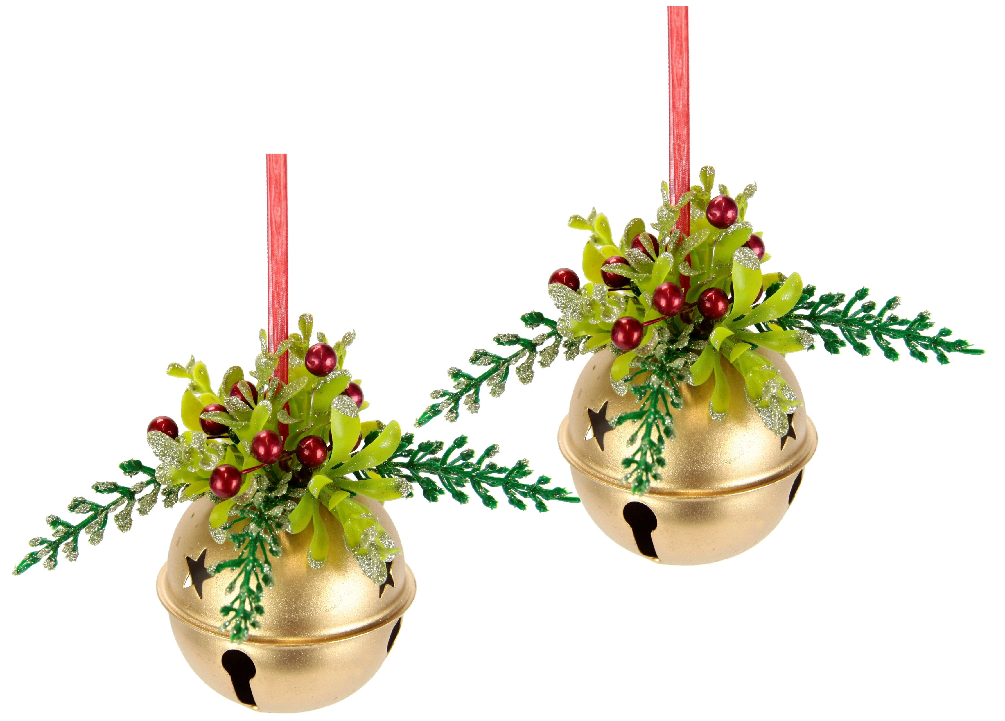 I.GE.A. Dekohänger Deko-Kugel, mit Glocken zum Hängen, 2er Set, Weihnachtsdeko Kranzdeko