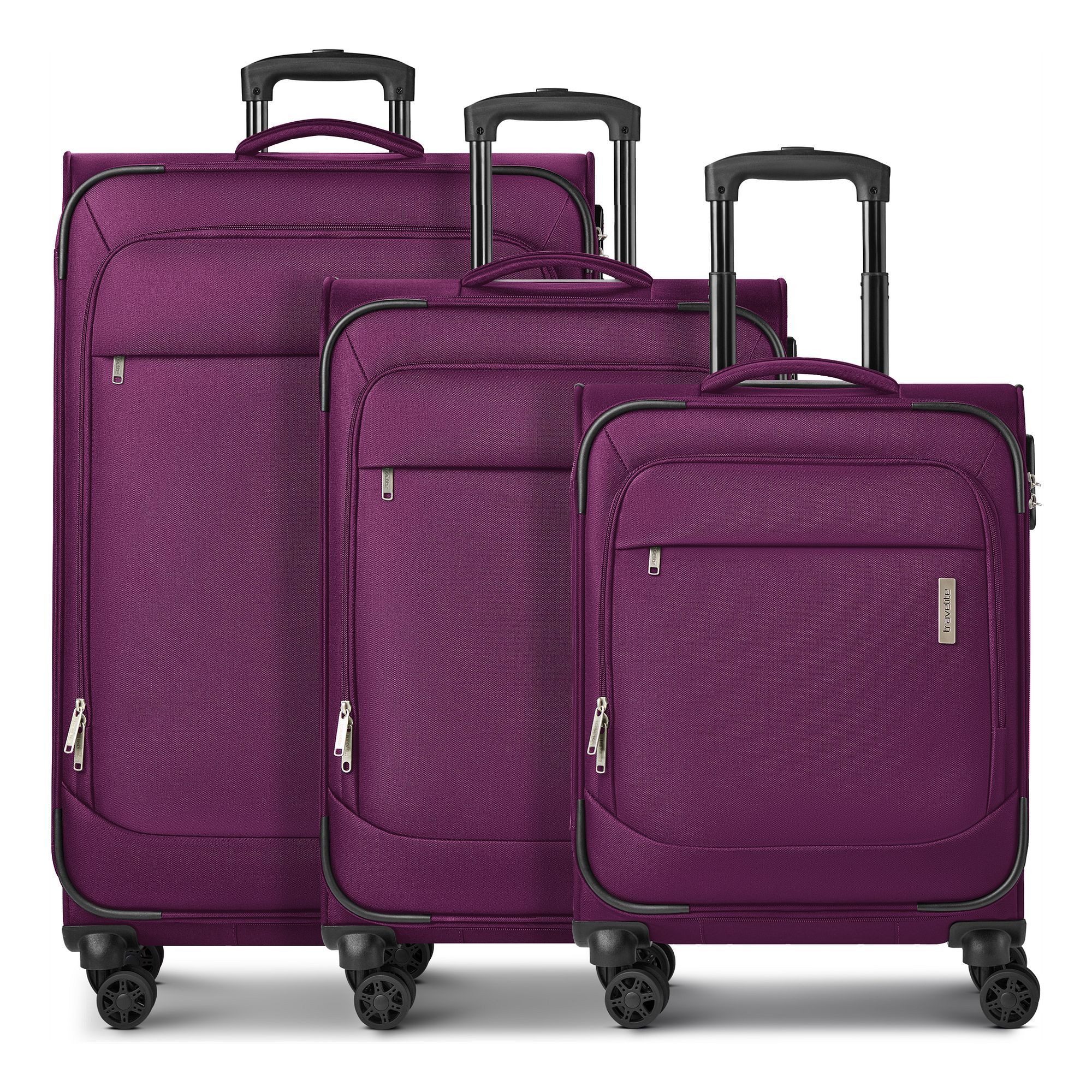 travelite Trolleyset Priego, 4 Rollen, (3-teilig, 3 tlg), Polyester