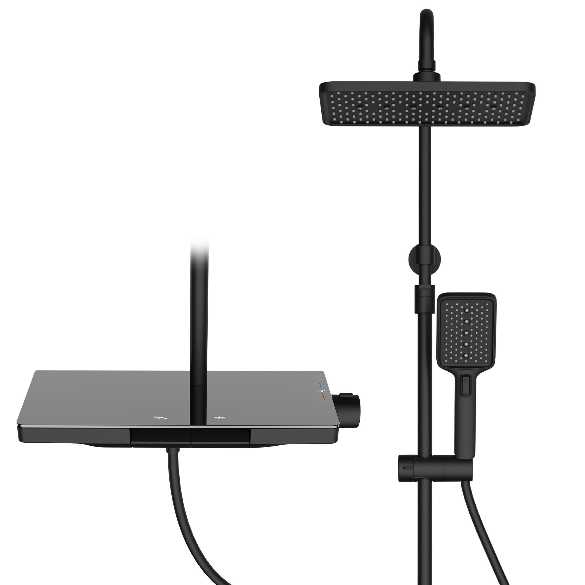 HOMELIVE Duschsystem mit 38° Thermostat und Glasablage Ohne erneutes Bohren günstig online kaufen