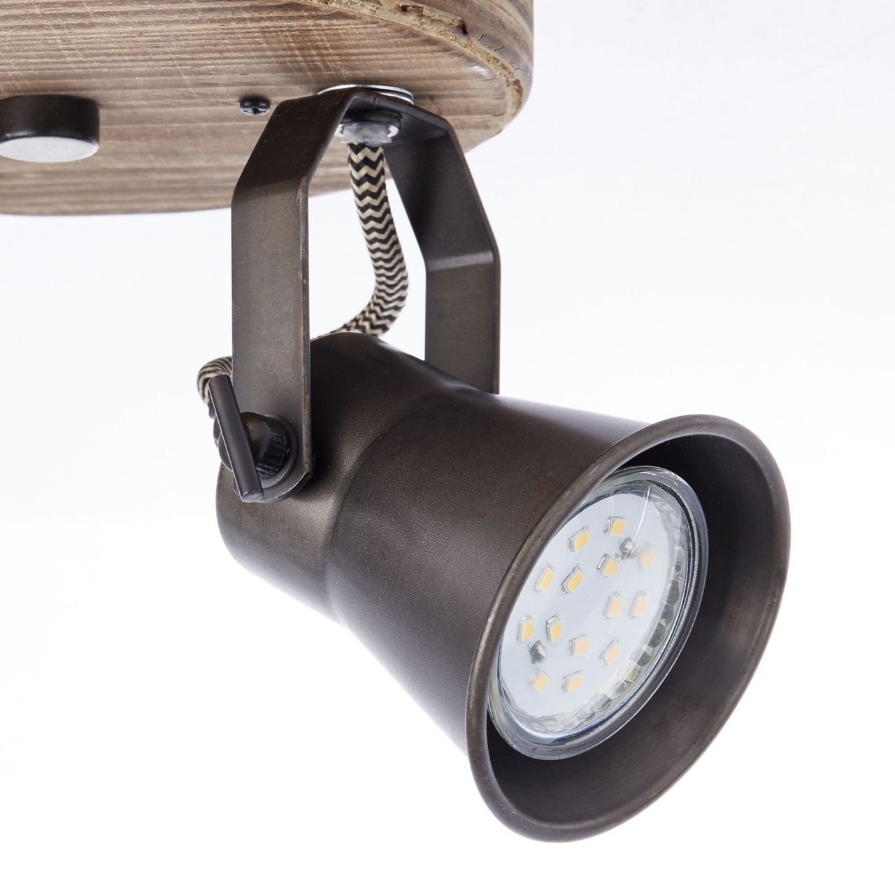 Spotrondell Brilliant Seed 2flg hell stahl/holz 2x Deckenleuchte Lampe GU10 Seed, schwarz PAR51,