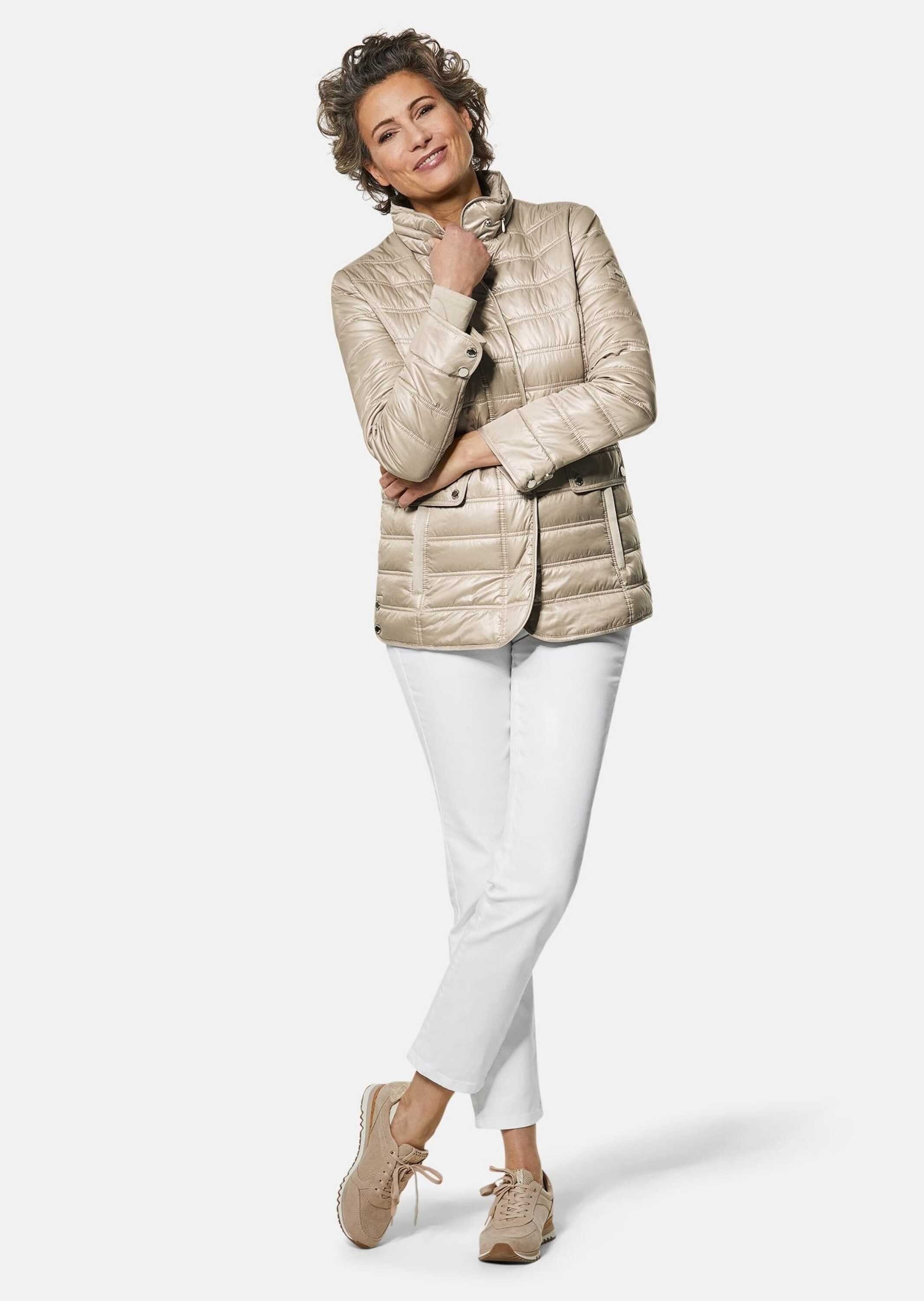 beige Details mit vielen Steppjacke Steppjacke Leichte GOLDNER