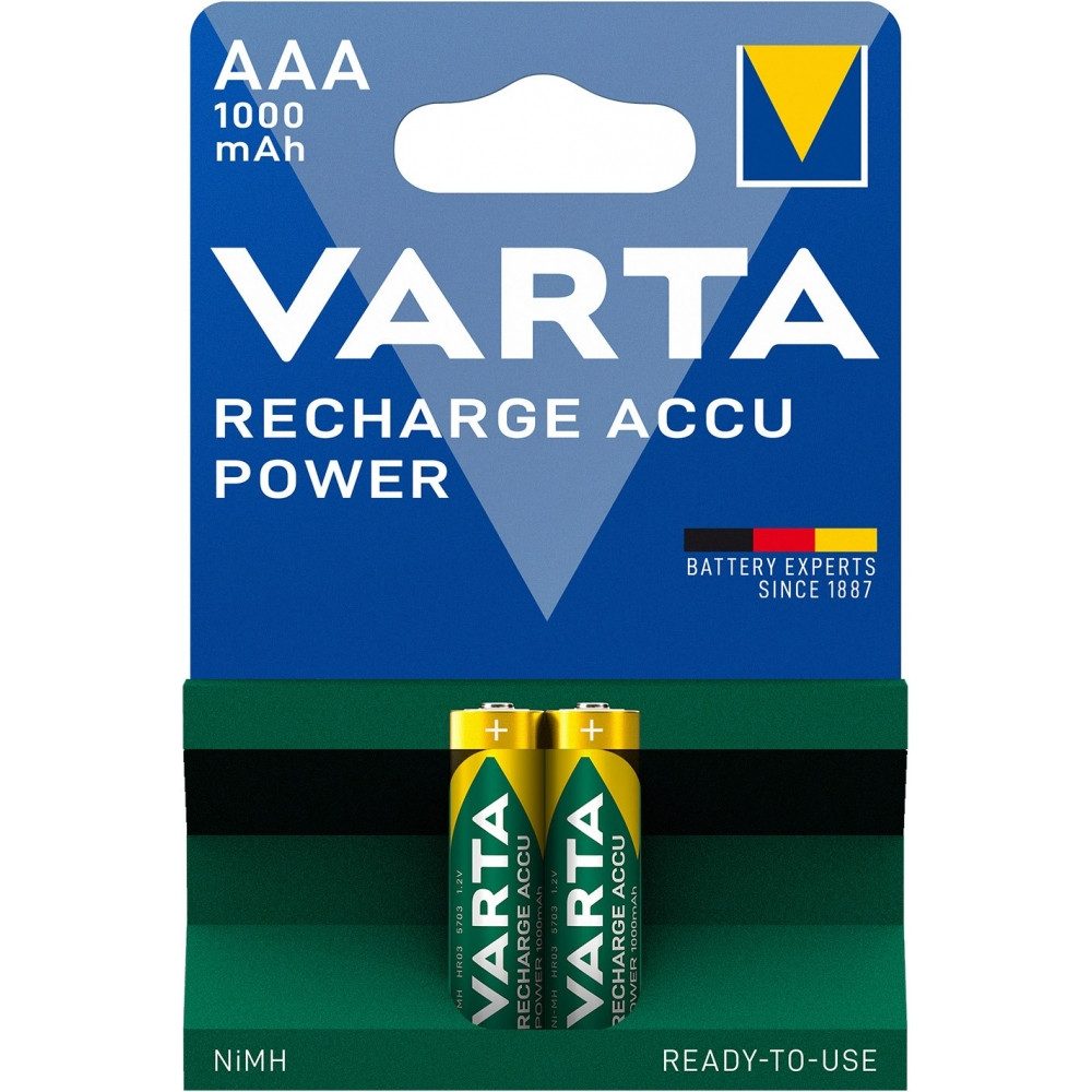 VARTA Varta Recharge Accu Power AAA 5703 Akkus Batterie, (1,2 V V), Wiederaufladbar ohne Memory-Effekt