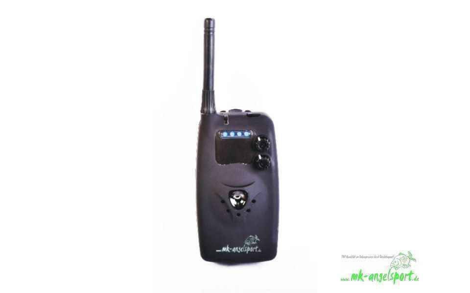 MK Angelsport elektronischer Bissanzeiger MK Digital Funk Bissanzeiger 4 + 1 blue Set 300 m, (Sie können hier ein 4er Set in blue erwerben. Teilweise ist bei den ähnlich aussehenden Bissanzeigern der Illu-Anschluss nicht aktiv, was bedeutet die Buchse zum Anstecken der beleuchteten Swinger ist nicht angeschlossen)
