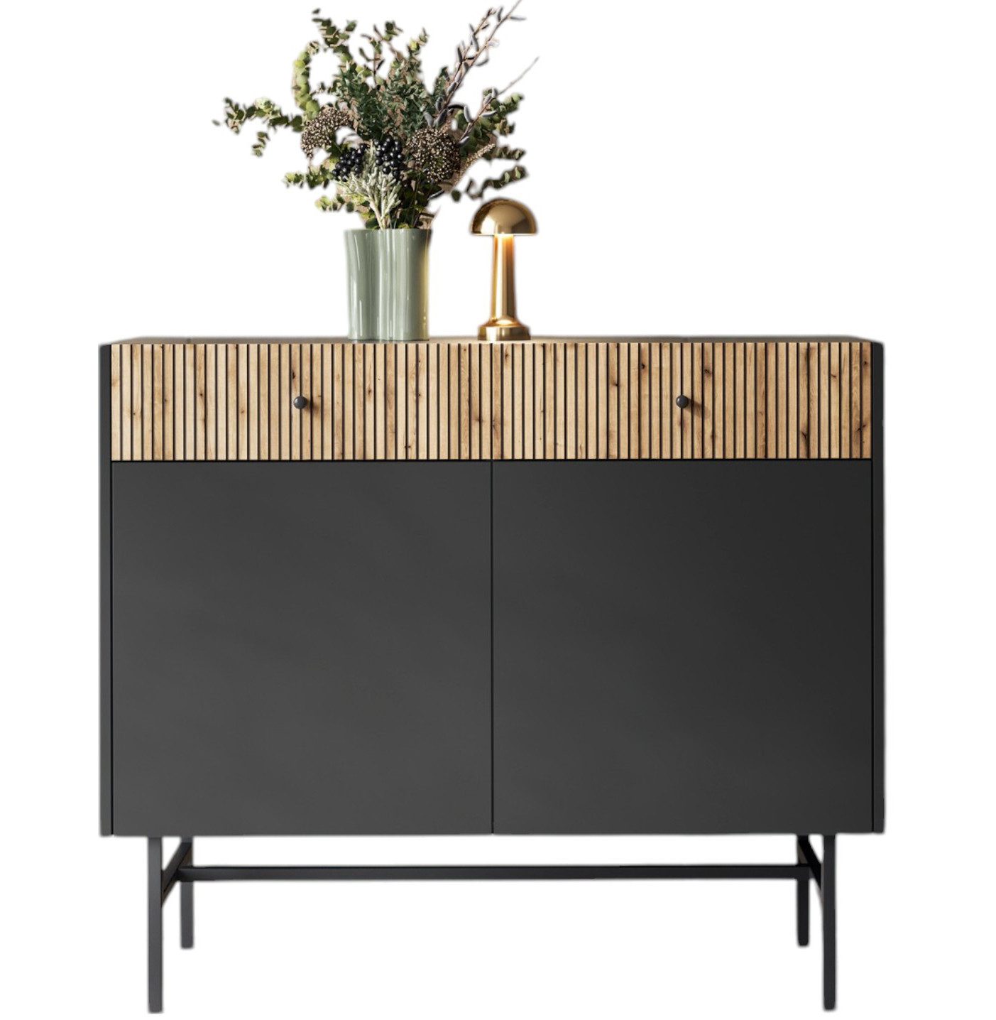Compleo Kommode schmal mit 2 Schubladen DAVS Ideal für den Flur