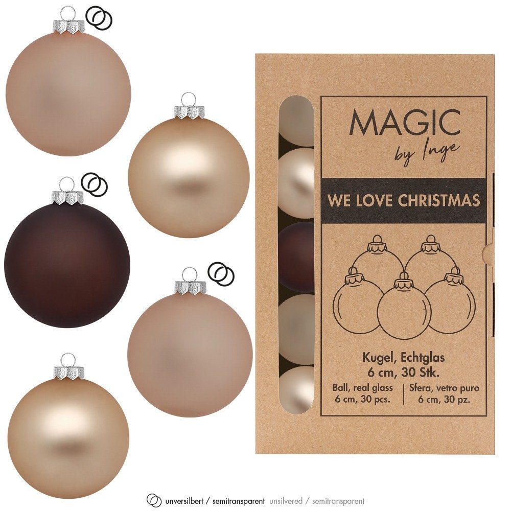 MAGIC by Inge Weihnachtsbaumkugel, Weihnachtskugeln Glas 6cm 30 Stück