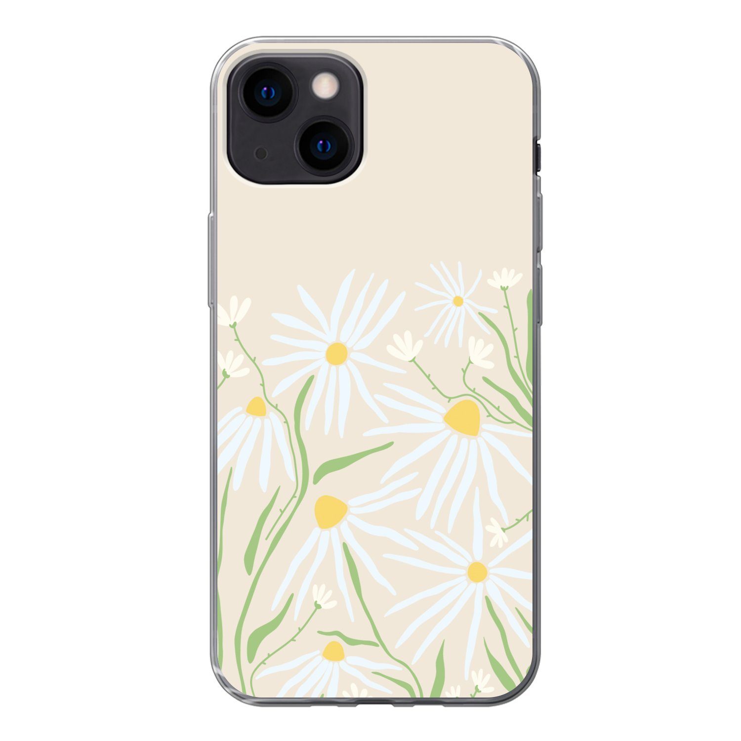 MuchoWow Handyhülle für Apple iPhone 13 Blume - Muster - Gelb, Smartphone-Bumper, Print, Handy Schutzhülle Dünn