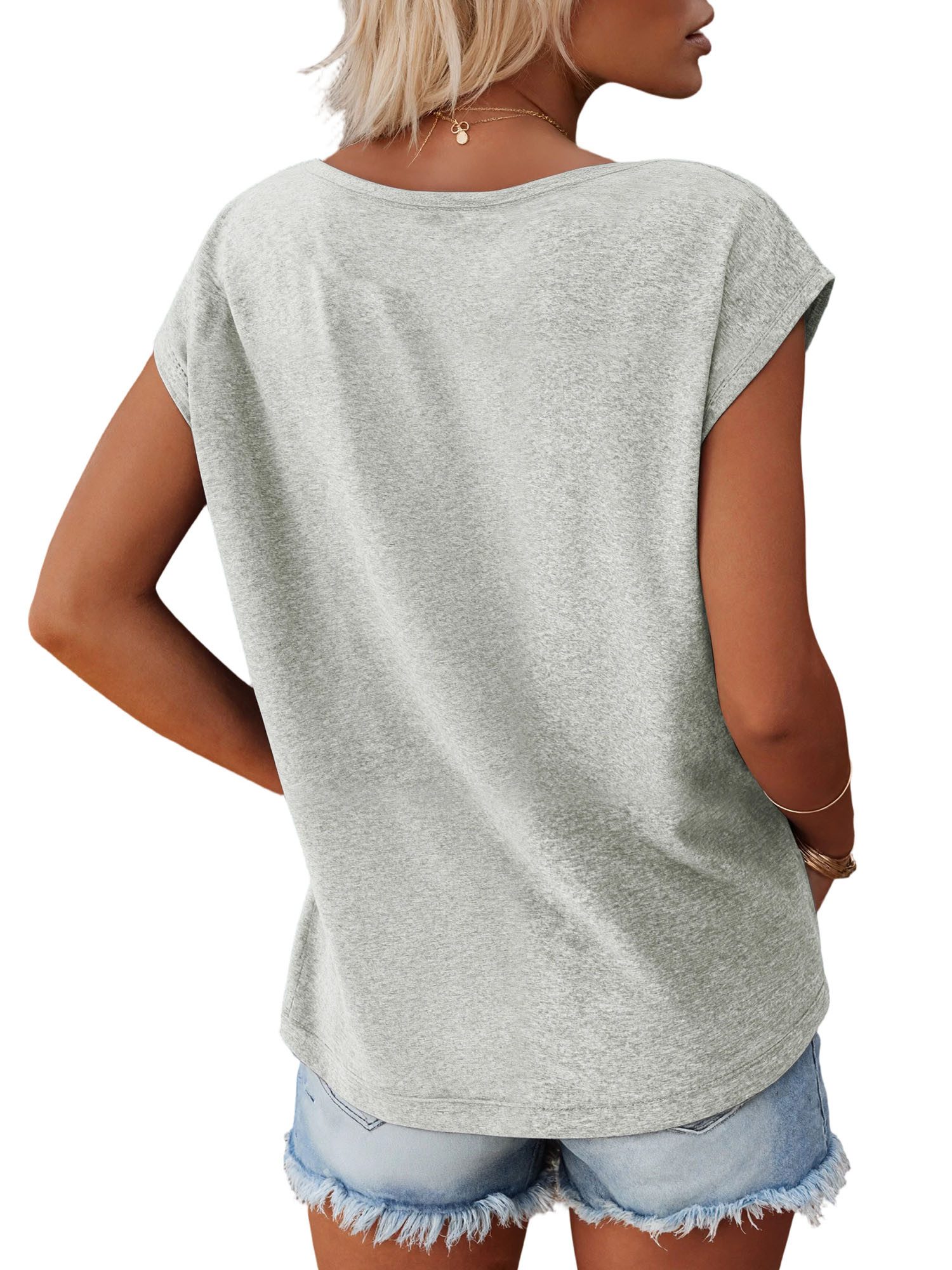 PYLIKE V-Shirt Damen Sommer Casual bequemes Achselhemd mit Liebe Print-Shir günstig online kaufen