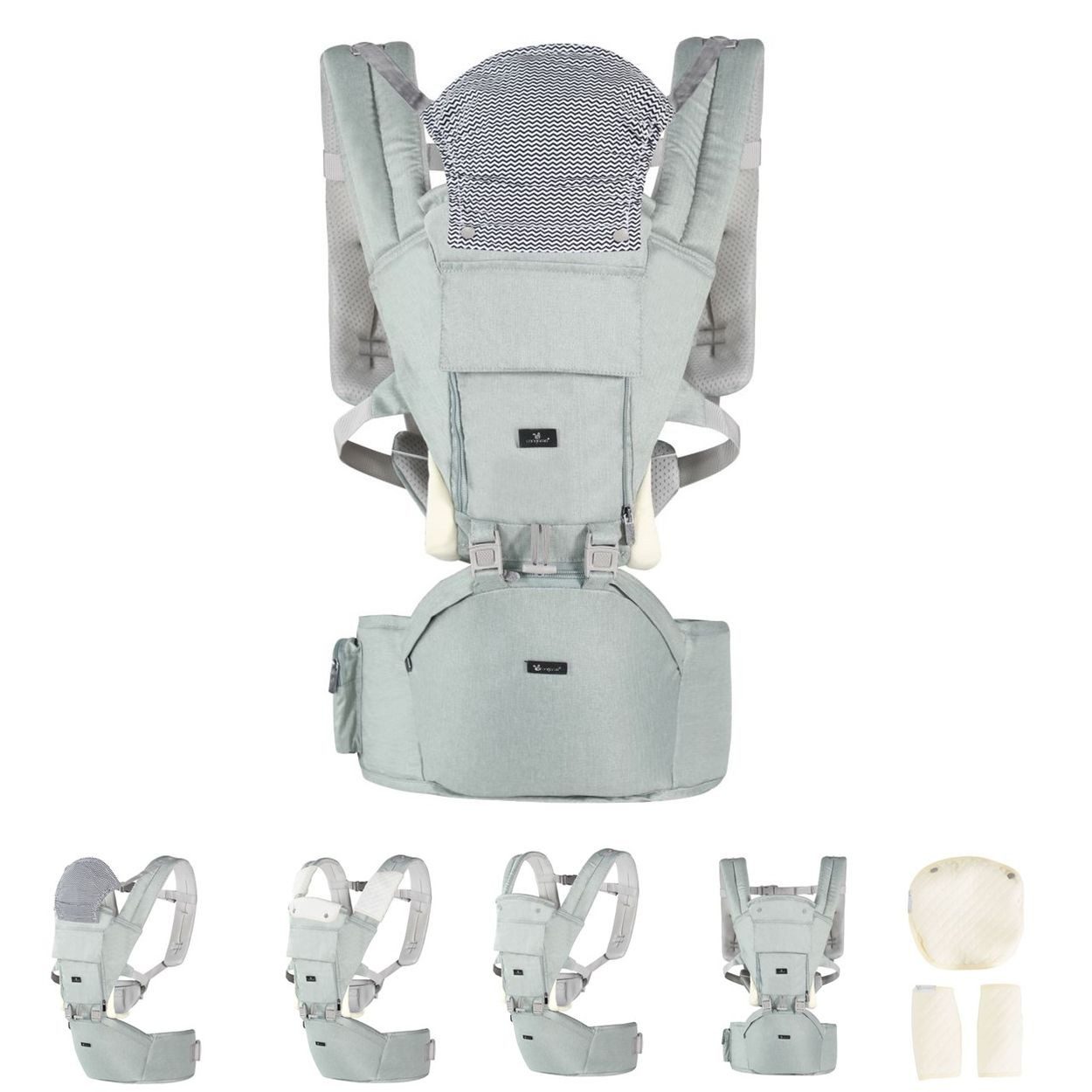 Cangaroo Babytrage Ivy, Bauchtrage, Rückentrage, Hüftgurt, Mesh-Innenseite, Kopfstütze, 15 kg