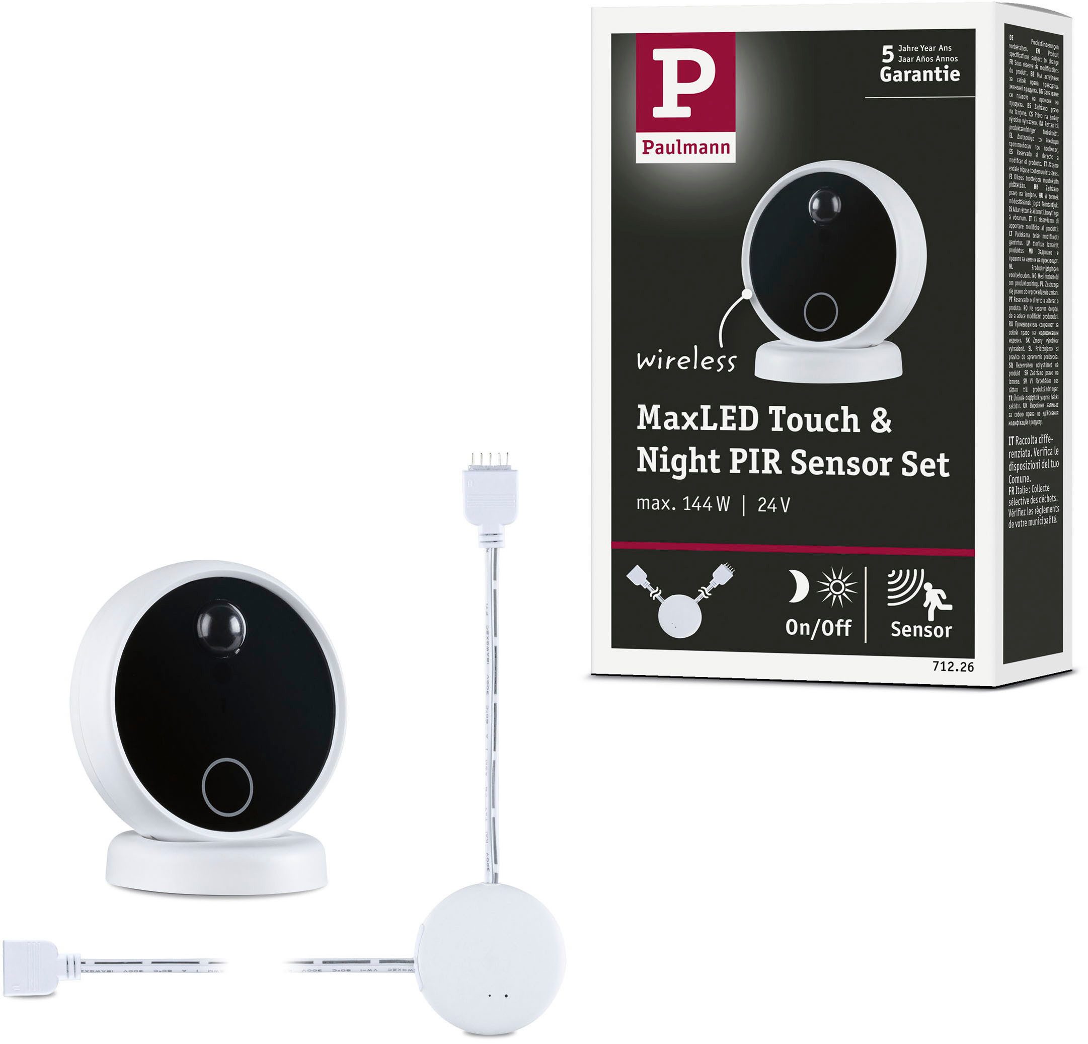 Paulmann Sensor MaxLED DC 24V max. 144W Weiß, Schwarz, (2-St), Memoryfunktion, Dimmer, Ein-/Ausschalter