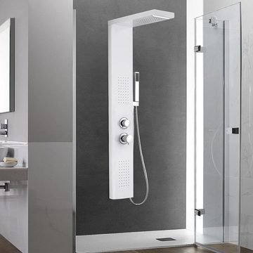 HENGMEI Duschsystem Edelstahl Gebürstet Duscharmatur Duschset, 4 Strahlart(en), mit Regendusche, Massagedusche, Wasserfalldusche, Handbrause
