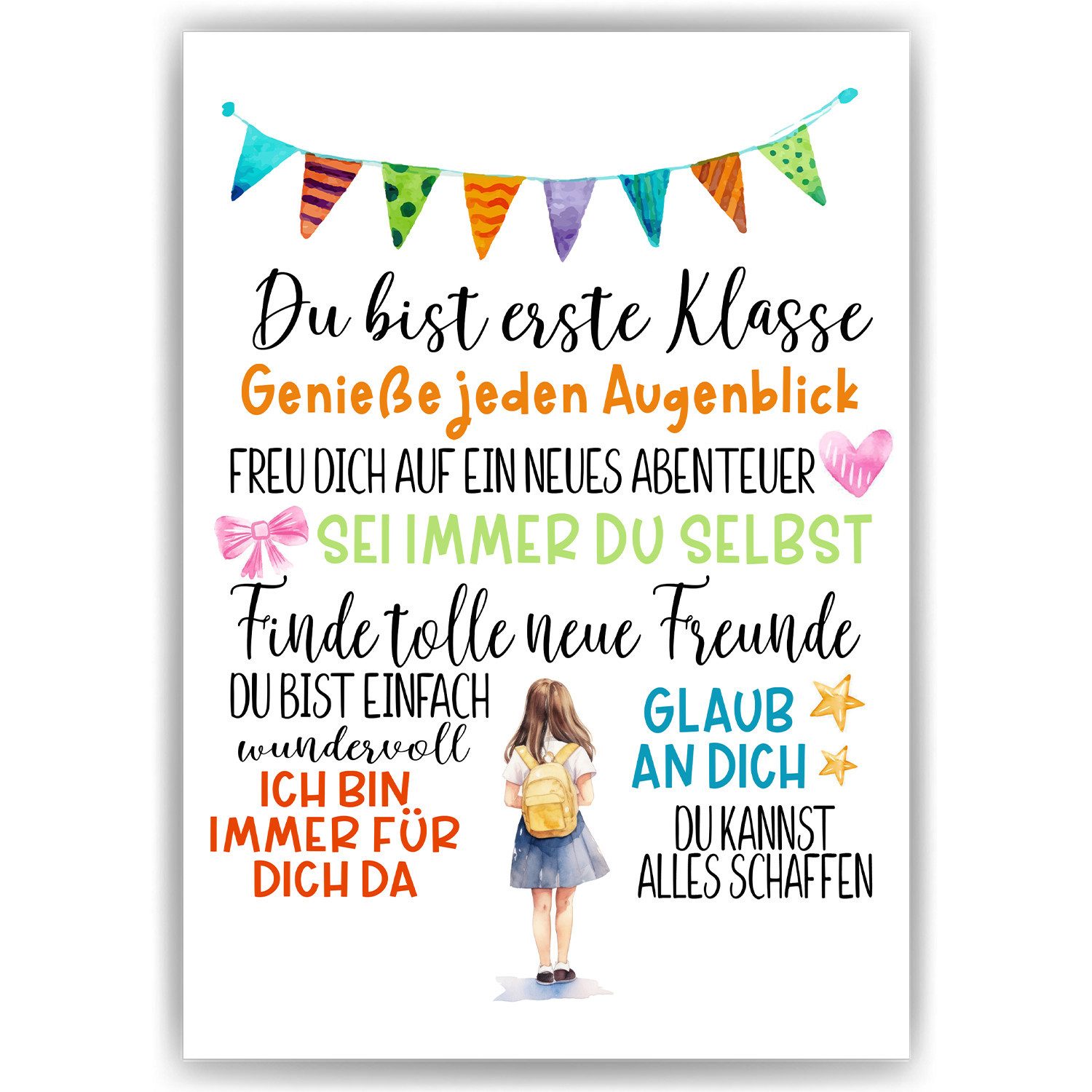 Tigerlino Poster Einschulung Schulanfang Geschenk Mädchen Zuckertüte Schulanfänger