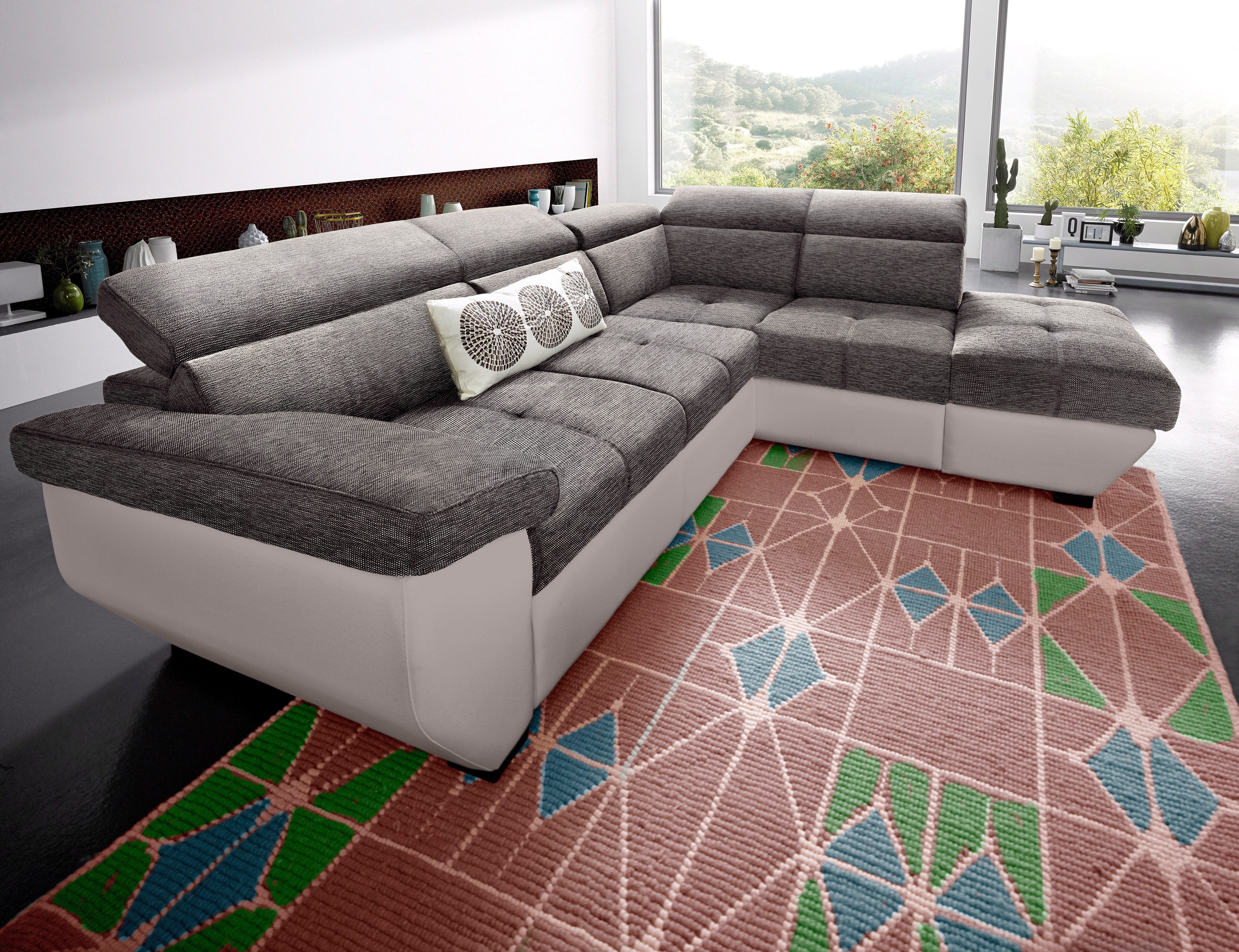COTTA Ecksofa Speedway L-Form, B: 262cm, moderne Couch, bequeme Wellenunterfederung, Kopfteilverstellung, optional Schlaffunktion & Bettkasten