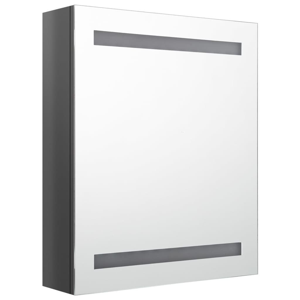 Bad cm 50x14x60 Grau Badezimmerspiegelschrank fürs vidaXL LED-Spiegelschrank Hochglanz-Grau Glänzend (1-St)