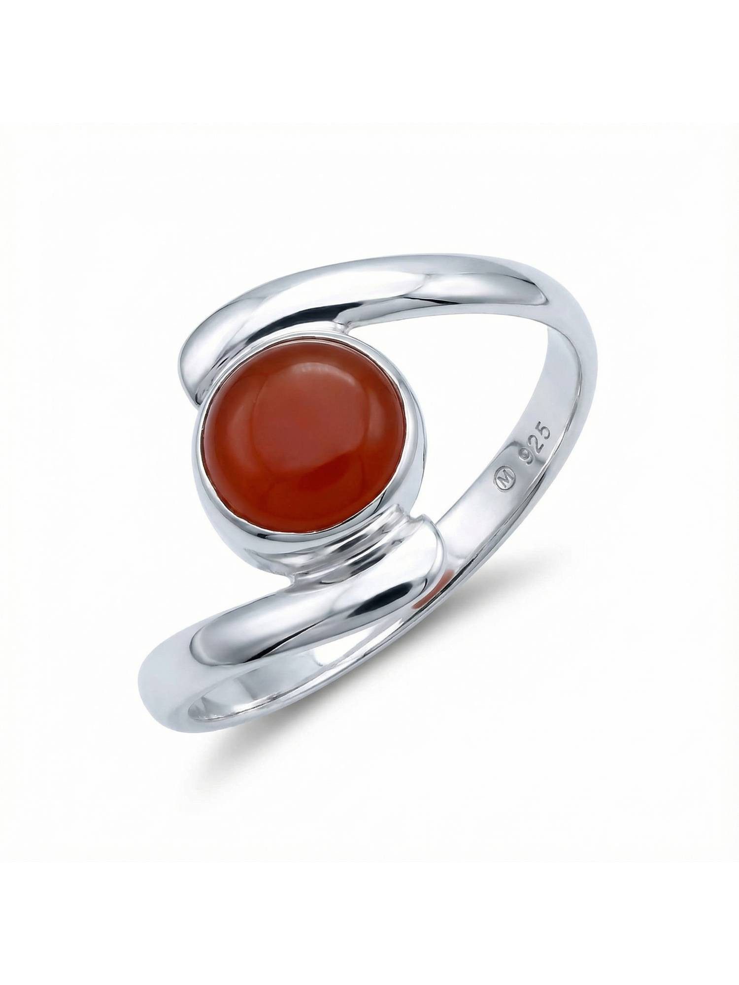 mantraroma Silberring SAMAYA aus 925 Silber mit Karneol (Ring mit Schmuckbeutel), Damenring aus 925er Silber