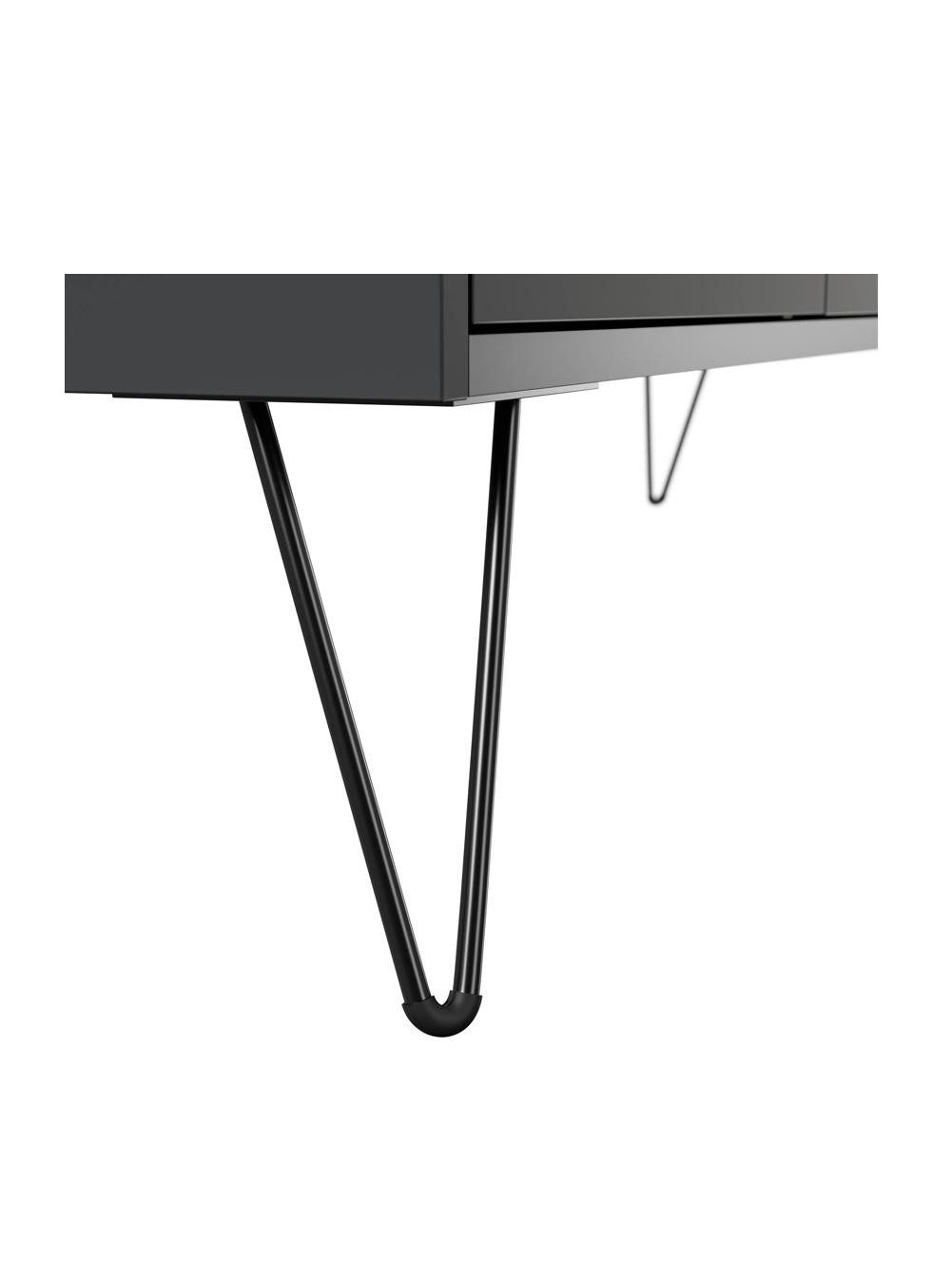 Klipenstein Furniture Store, Furniture Legs, 4 Pieces, Metal Cabinet Legs, Furniture Feet, Black, 10/20 cm with Support Foot