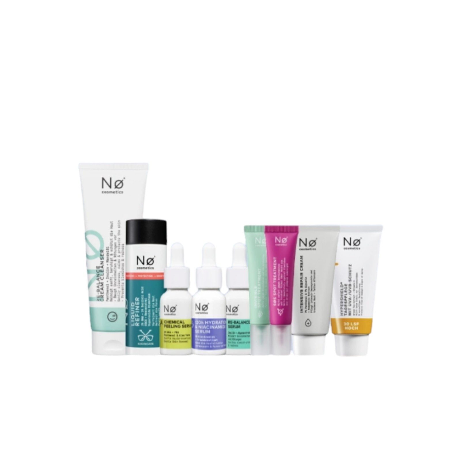 NO Cosmetics Gesichtspflege-Set Dehydrierte Haut mit Unreinheiten Day & Night Routine 9-teilig, 9-tlg.