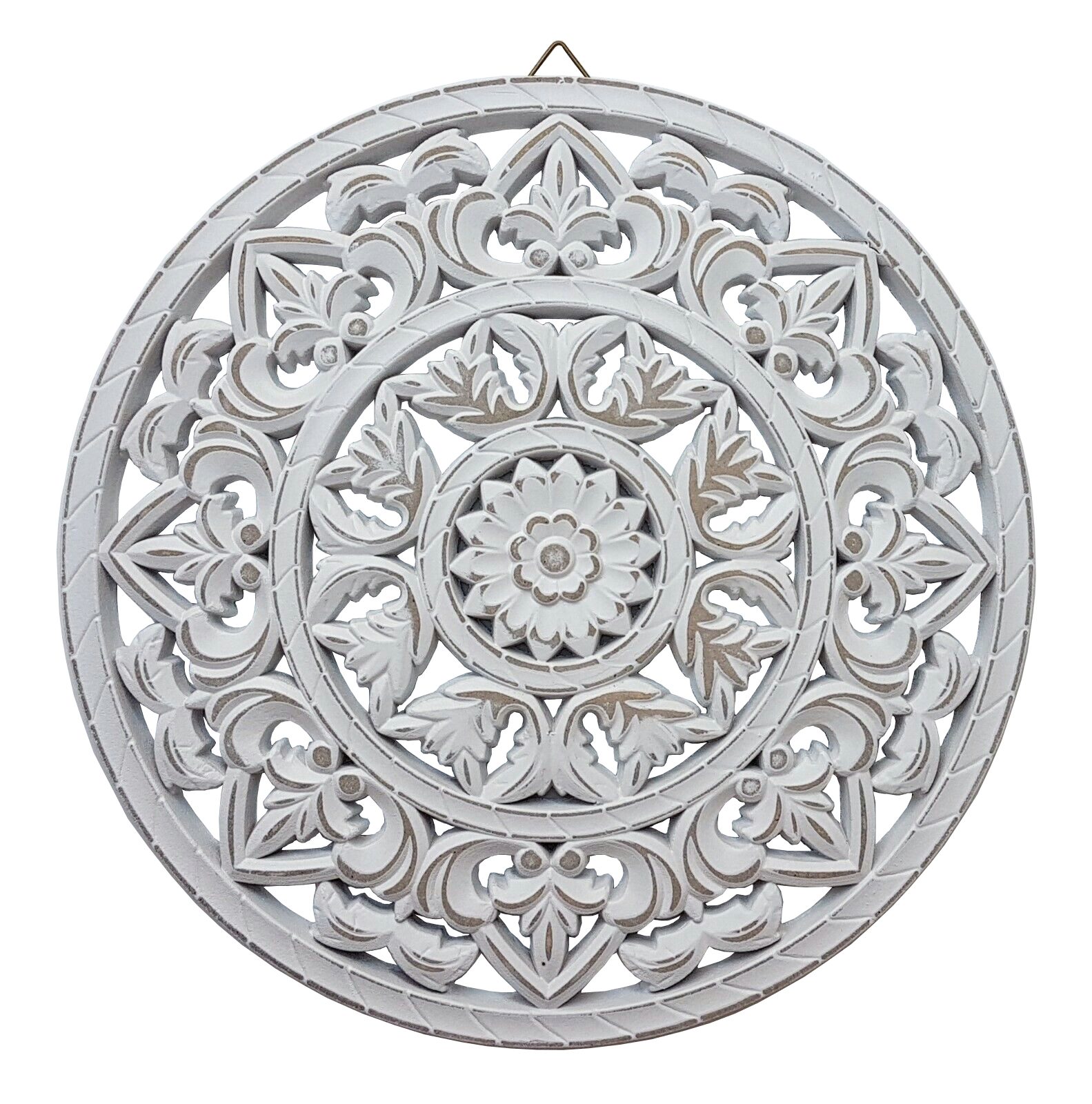 Meinposten Wanddekoobjekt Wandornament weiß shabby Ornament Wanddeko Ø 35 c günstig online kaufen