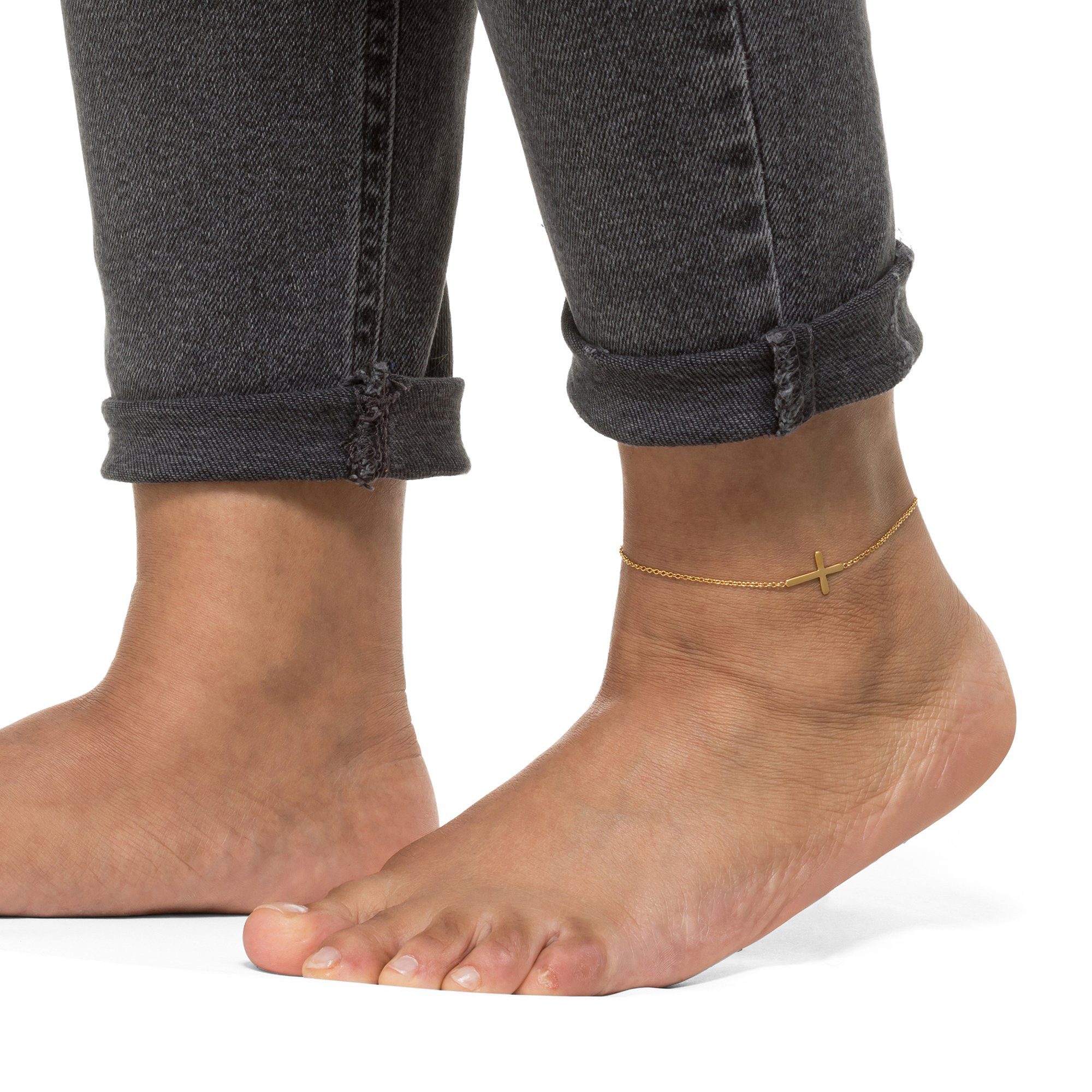 poliert, keine Angabe goldfarben Fußkette silberfarben Heideman Resa