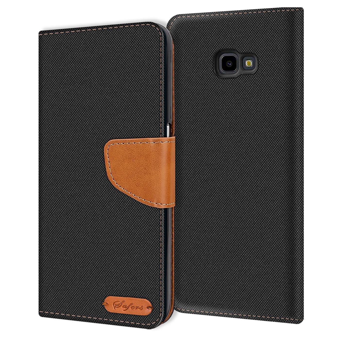 CoolGadget Handyhülle Denim Schutzhülle Flip Case für Samsung Galaxy J4 Plus 6 Zoll, Book Cover Handy Tasche Hülle für Samsung J4+ Duos Klapphülle