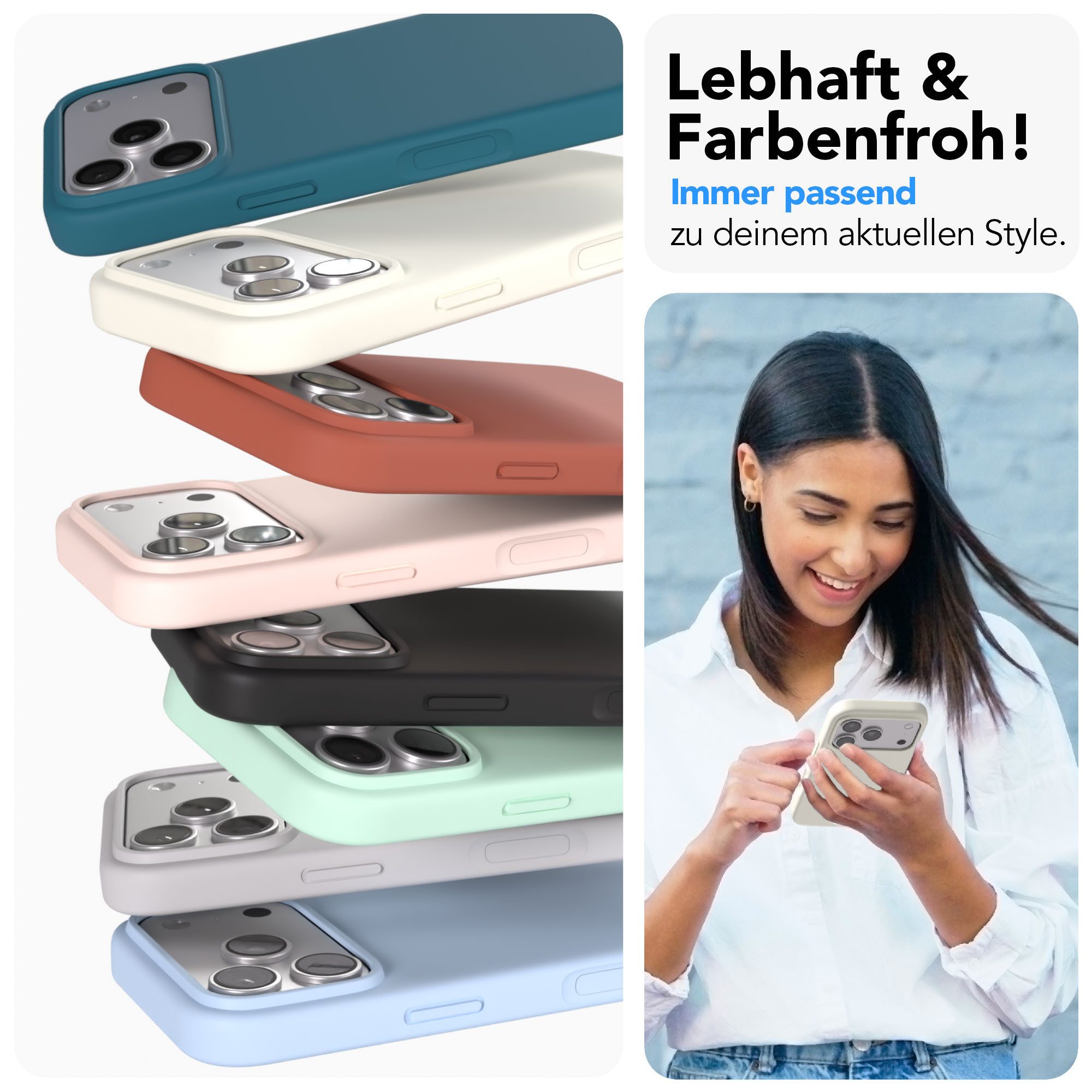 EAZY CASE Handyhülle für Apple iPhone 17 Pro Hülle Silikon 6,3 Zoll, Hülle Silikon mit Displayschutz Handy Softcase Slimcover Taupe / Beige