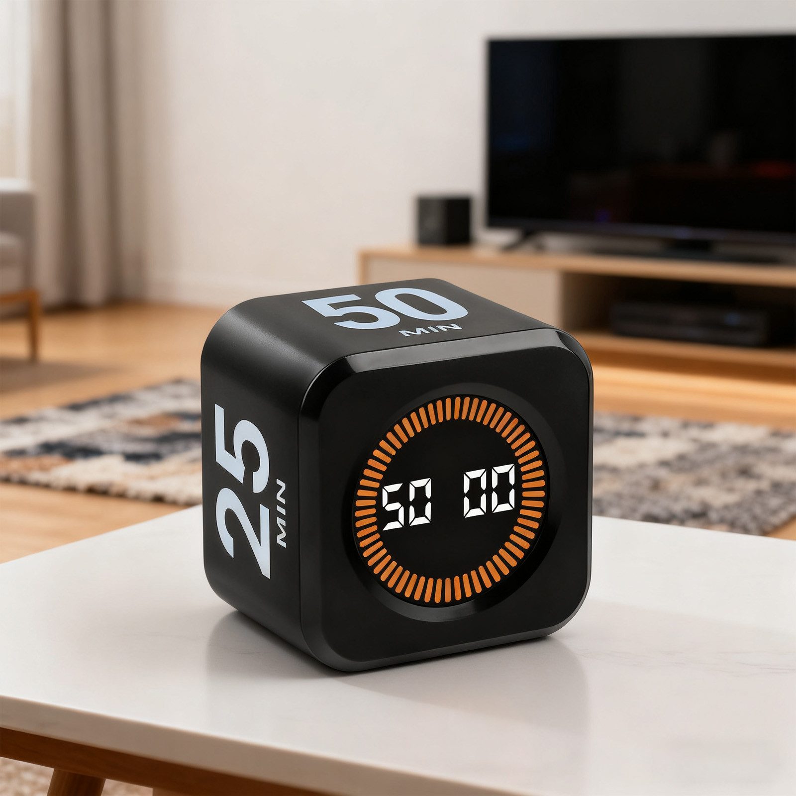 REDOM Интервальный таймер Digitaler visueller Timer Countdown Wecker mit Dual-Alarmmodus (Countdown-Speicherung bis zu 4 personalisierte Zeiten abrufbar, 1-St., Flip-Timer mit LED-Anzeige 5/10/25/50 Min Schnellwahl), USB-C aufladbar kompakt für Büro Schule Küche