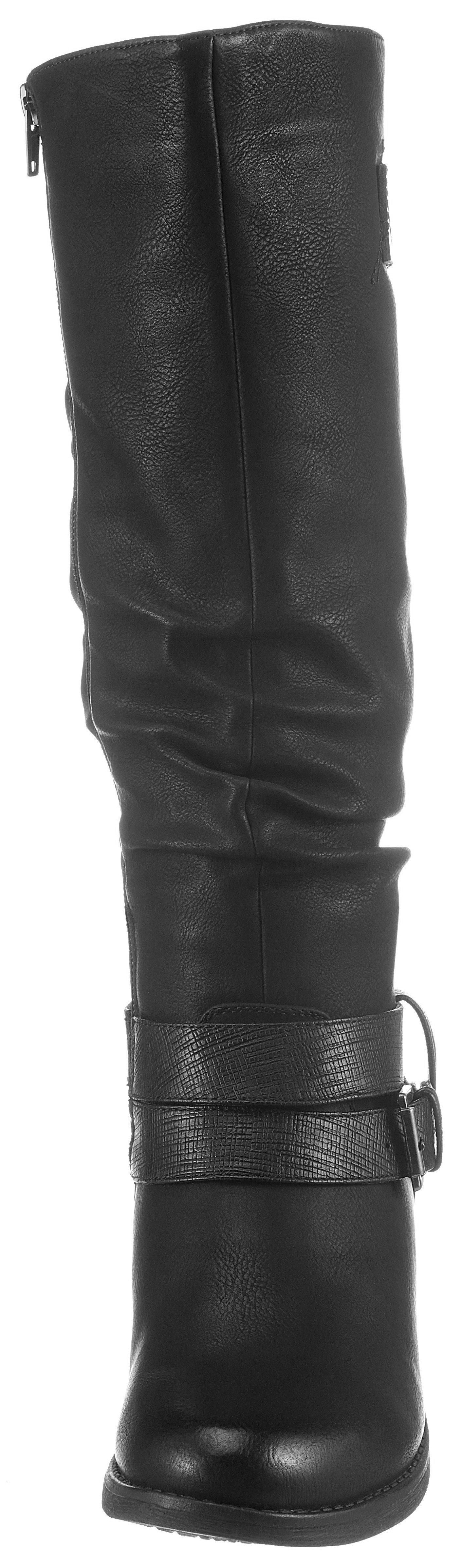 Rieker Winterstiefel, Boots, Warmfutter, Blockabsatz, mit auffälliger Schnalle