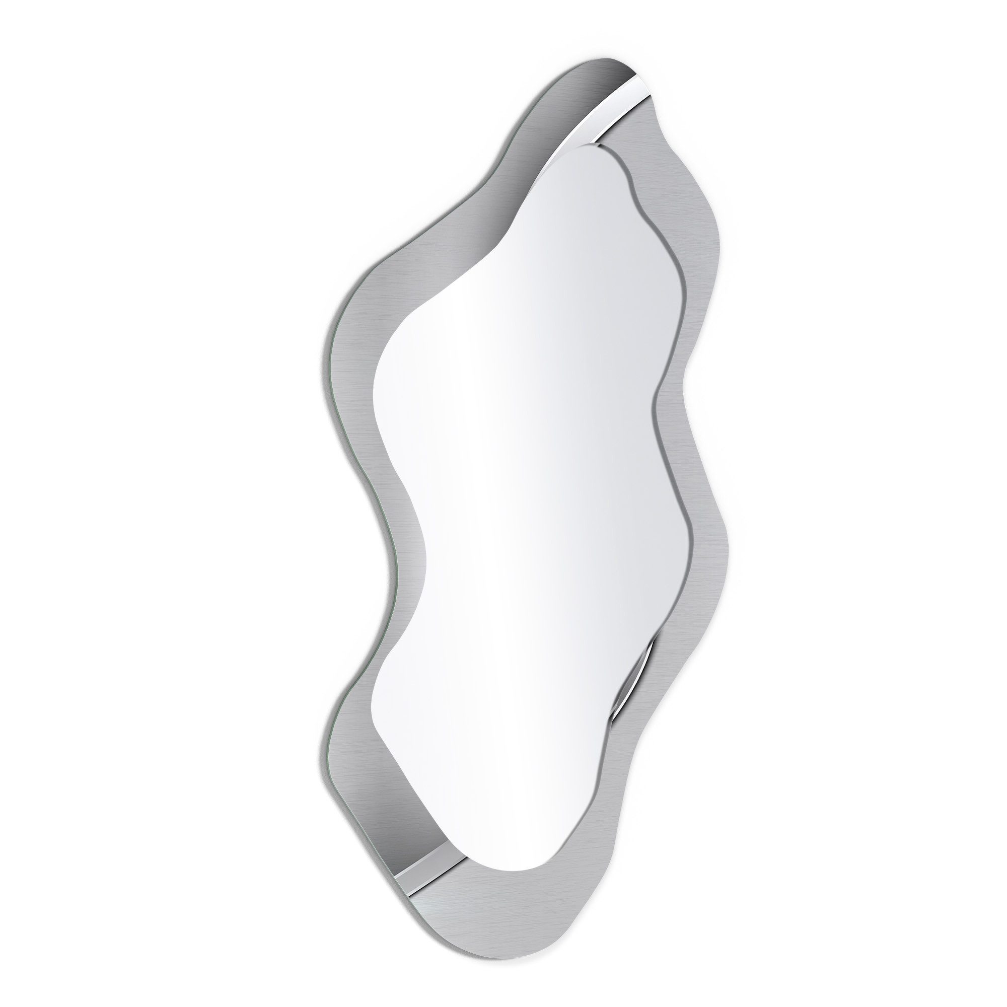 DEQORI Wandspiegel 'Polierte Oberfläche', Spiegel organisch geformt selbstklebend Wand Wohnzimmer Flur groß XXL