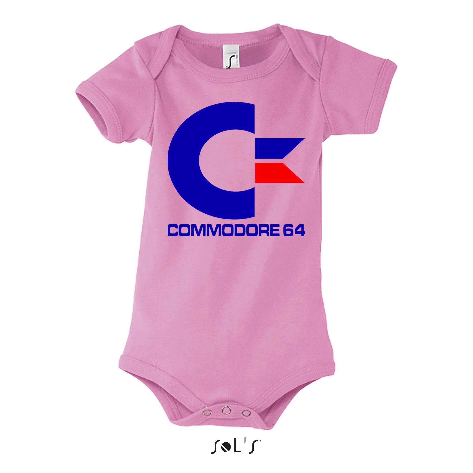 & Baby Commodore Brownie Kinder Rosa Konsole 64 Strampler Nintendo Amige Blondie