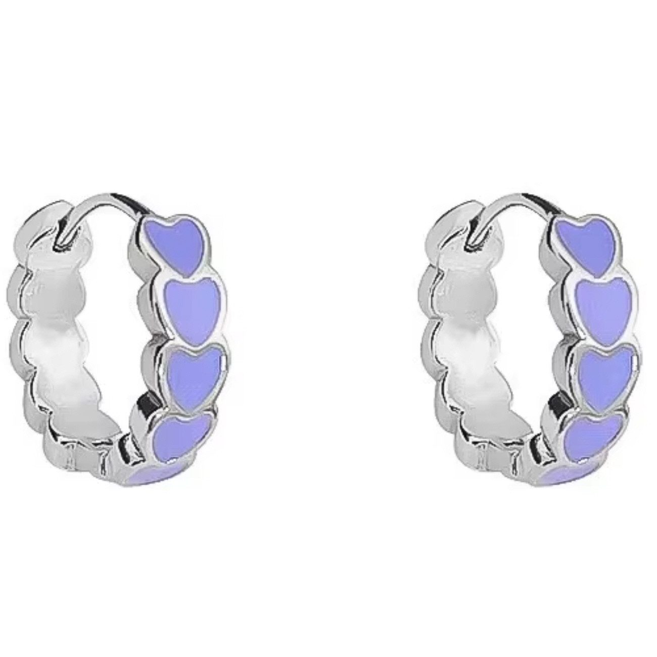 ELLAWIL Paar Creolen Damencreolen lila Herz Disign Ohrringe für Damen & Mädchen Herzcreolen (GESCHENKIDEE, Sterlingsilber 925), inklusive Geschenkschachtel