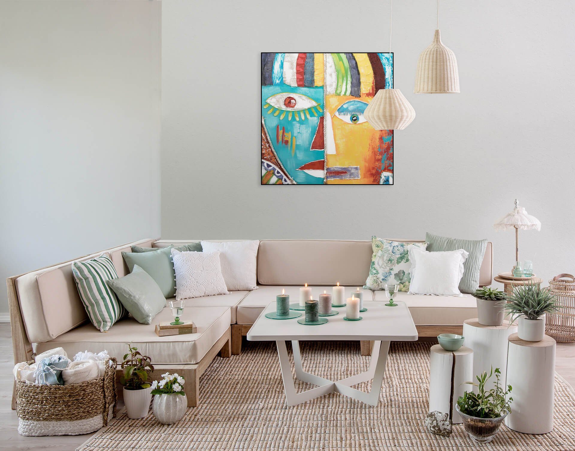 KUNSTLOFT Gemälde Schillernde Fantasie 80x80 cm, Leinwandbild 100% HANDGEMALT Wandbild Wohnzimmer